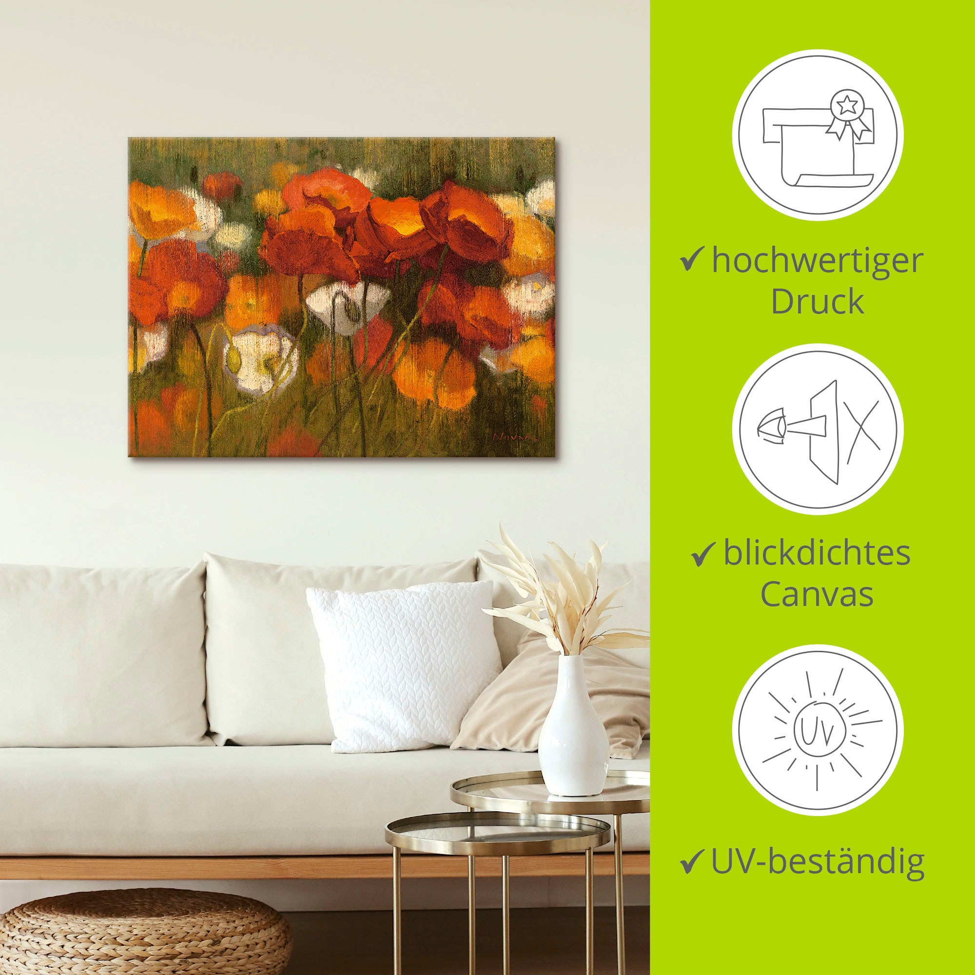Artland Wandbild »Das starke Rot II«, Blumenwiese, (1 St.), als Leinwandbild, Poster in verschied. Grössen