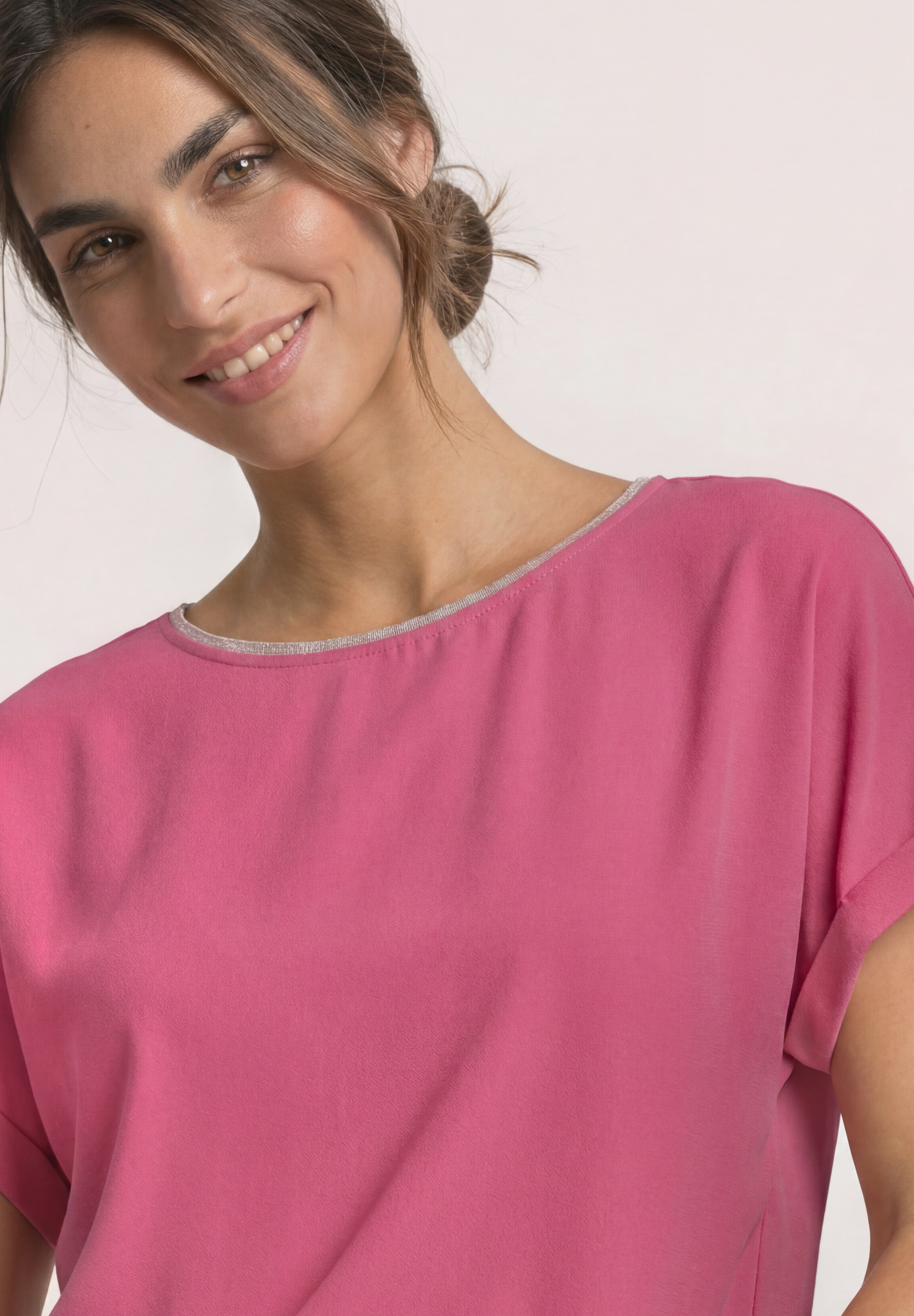 STREET ONE Shirttop 2-in-1 Sommershirt aus Chiffon mit Boat Neck