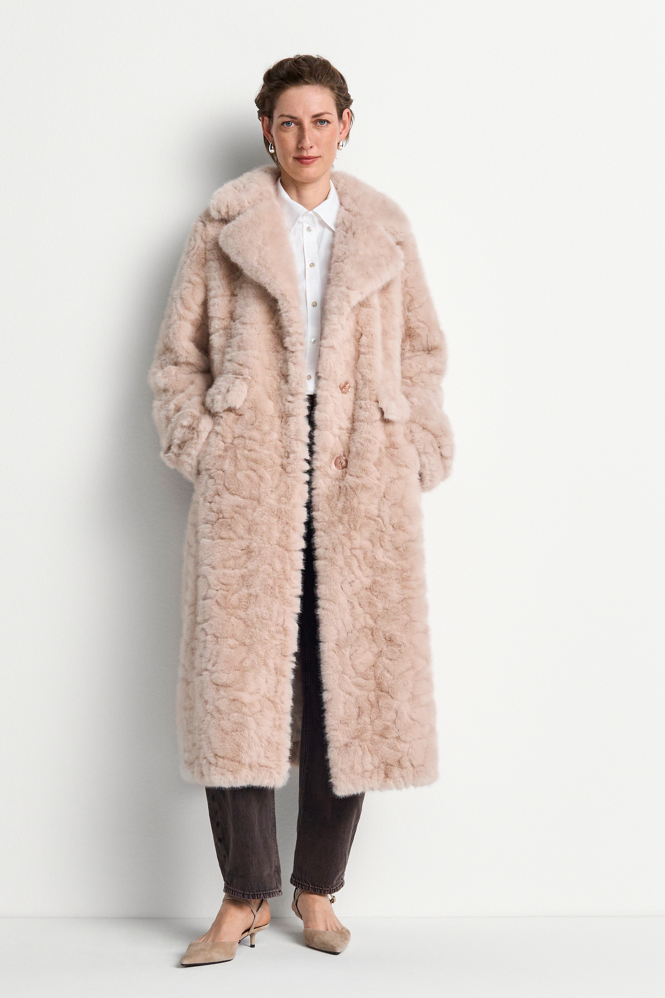 RICHROYAL Manteau en imitation fourrure Coupe régulière avec col revers