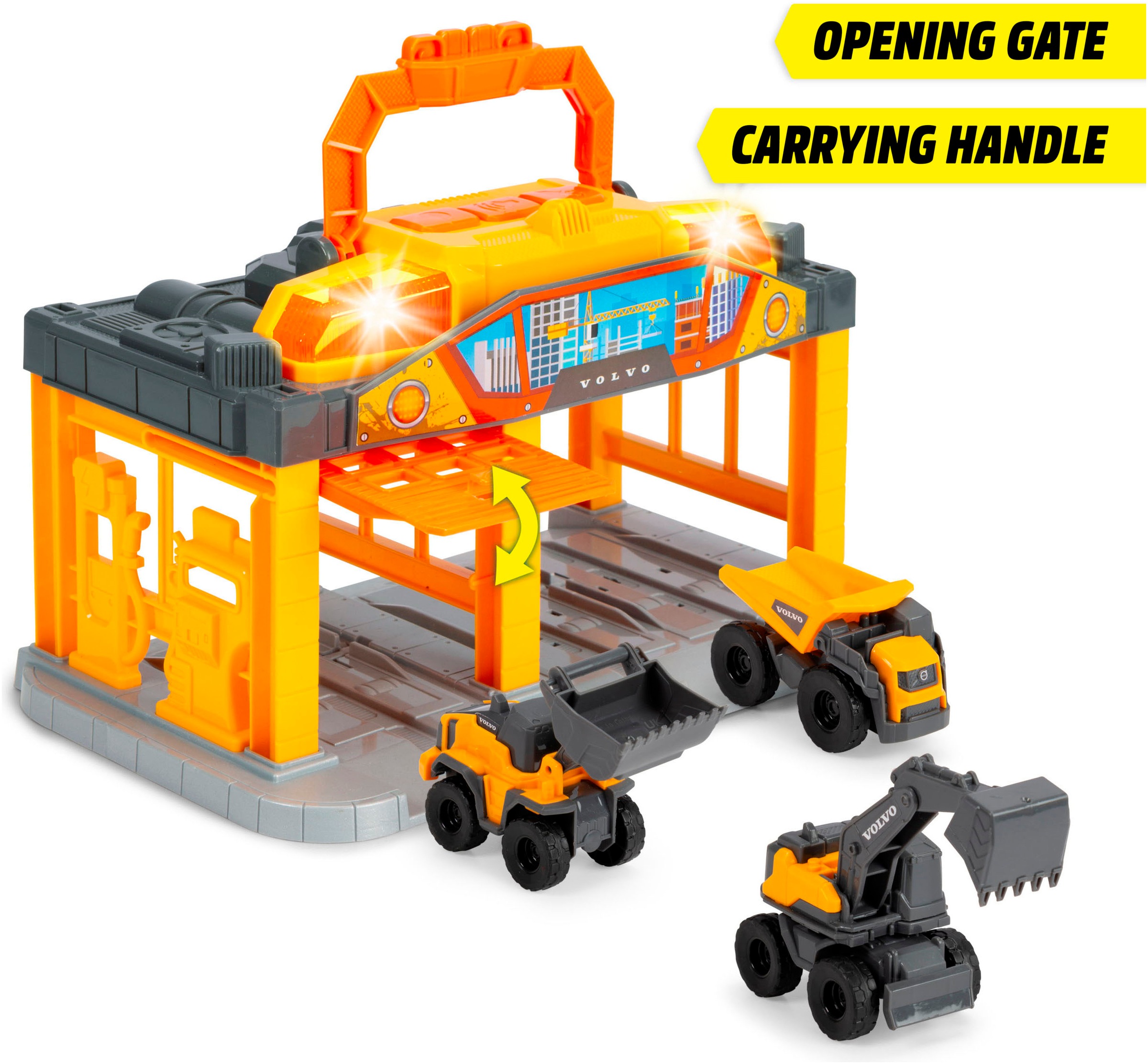 Dickie Toys Bâtiment de jeu »Micro Construction Station« inklusive 3 Volvo Baustellenfahrzeuge; mit Licht und Sound