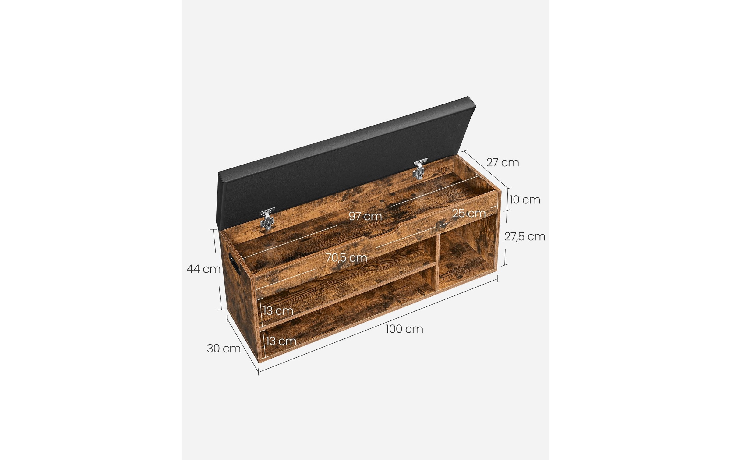 VASAGLE Sitztruhe »100 x 44 x 30 cm, Braun«