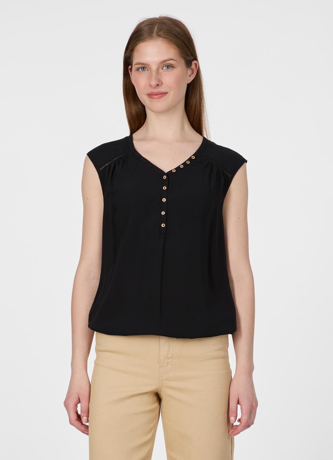 Ragwear T-shirt en V »SALTTY« Viscose avec élastique à l'ourlet et patte de boutonnage