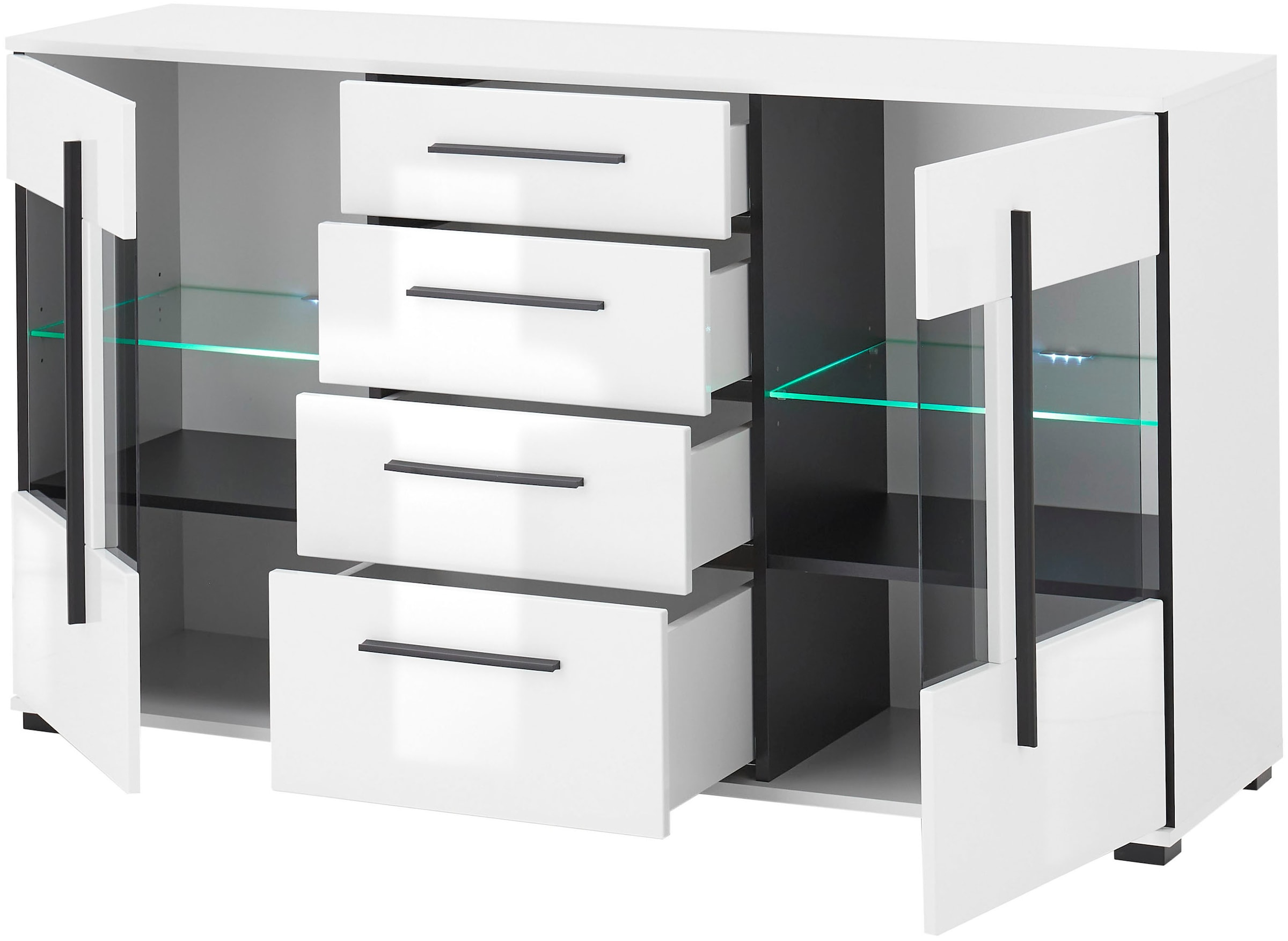 INOSIGN Sideboard »Cantara, moderner Schrank, Kommode in Eiche Evoke oder weiss«, schwarze Stangengriffe, ausreichend Stauraum, vielseitig einsetzbar
