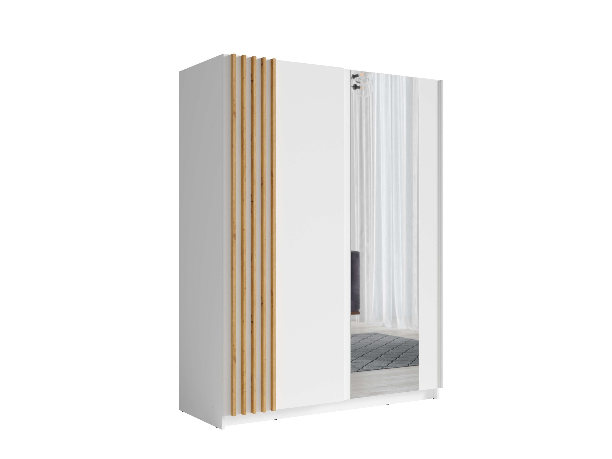 INOSIGN Kleiderschrank »Kleiderschrank Charisy mit 4 Einlegeböden und Kleiderstange«, Garderobe mit 2 Schwebetüren und Lamellen, B/H/T 200/198,5/62 cm