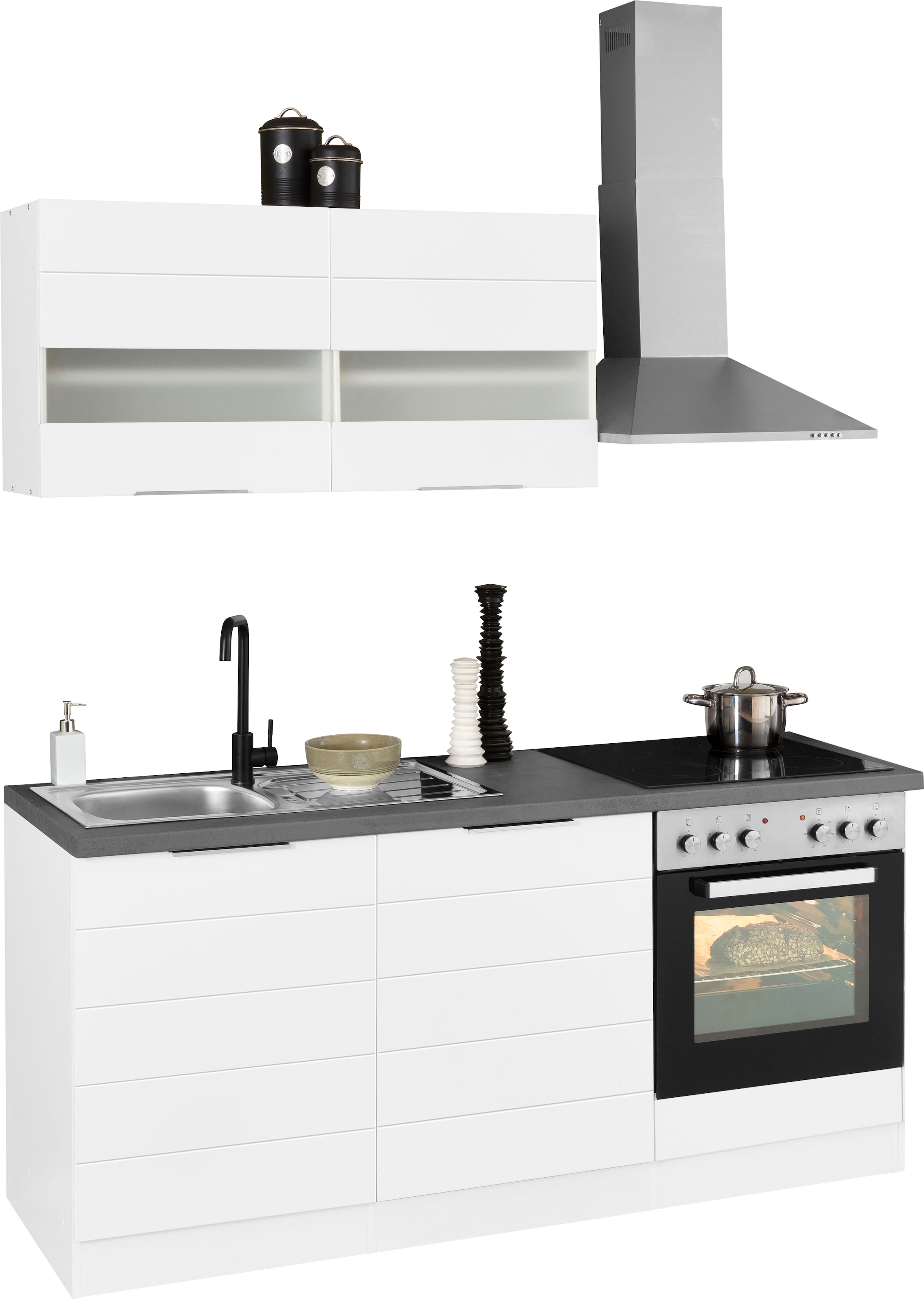 KOCHSTATION »KS-Luhe« 180 cm de large, avec ou sans appareils électriques, façades MDF fraisées