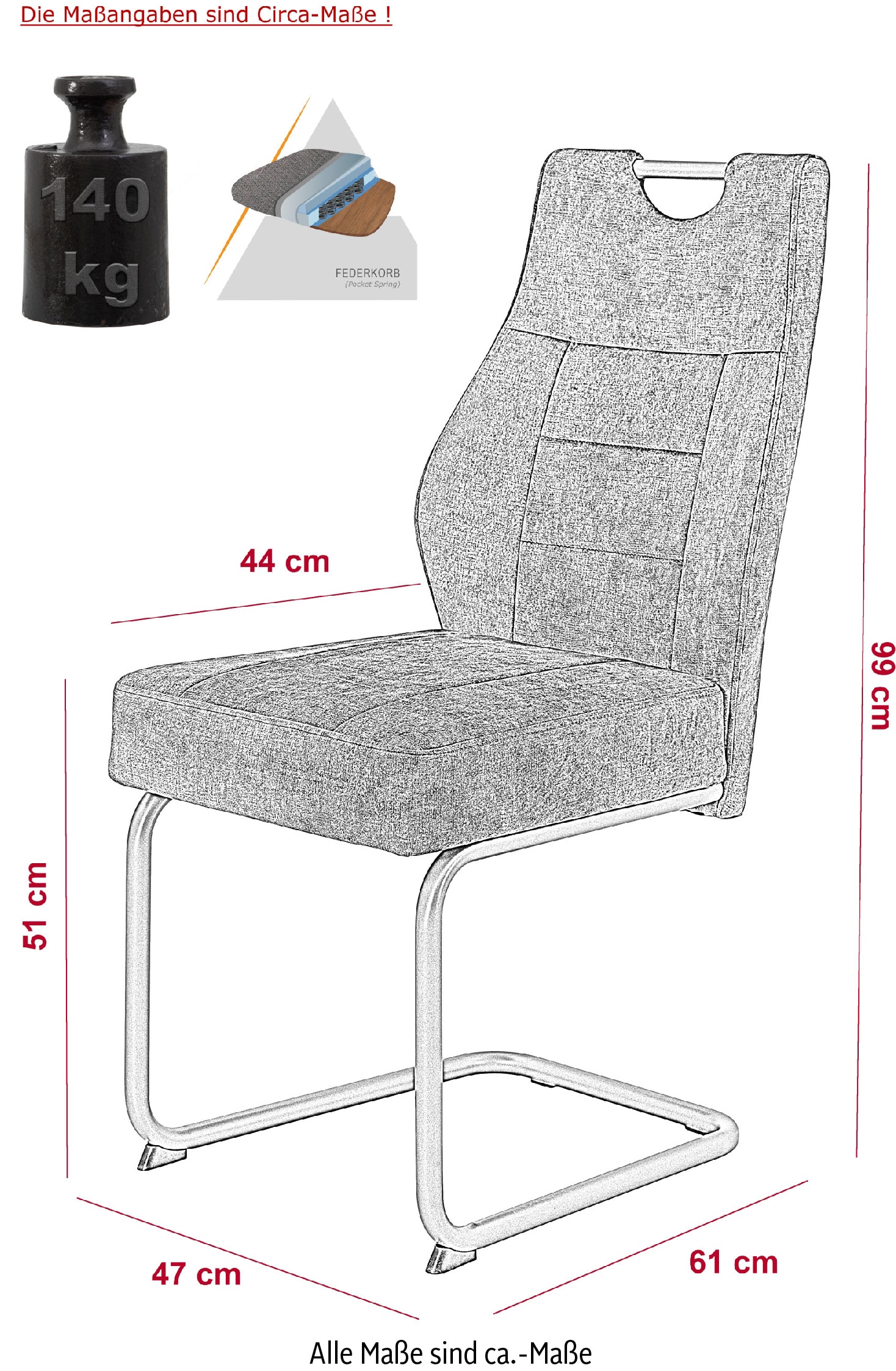 HELA Ensemble de salle à manger »EMS Tisch 140-180x90 cm ausziehbar, Esstisch inkl. 4 Stühle« Ensemble, ensemble 5 pièces, table à manger plus 4 chaises, 5 cuis tlg. Table extensible Freischwinger, chaise avec ressorts, best-seller