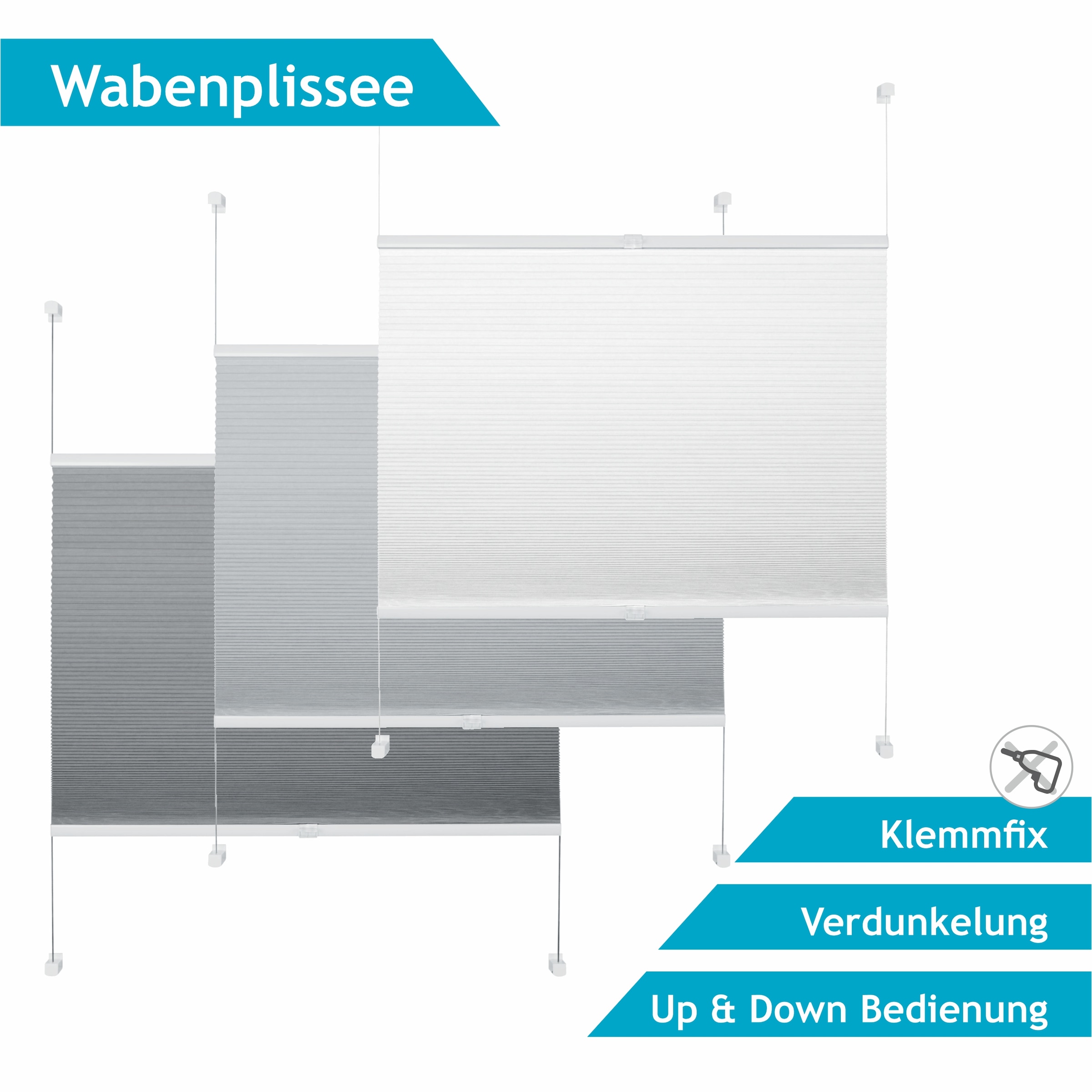 Good Life Wabenplissee »Aris« verdunkelnd energiesparend ohne Bohren verspannt Klemmfix - ohne Bohren, verdunkelnd