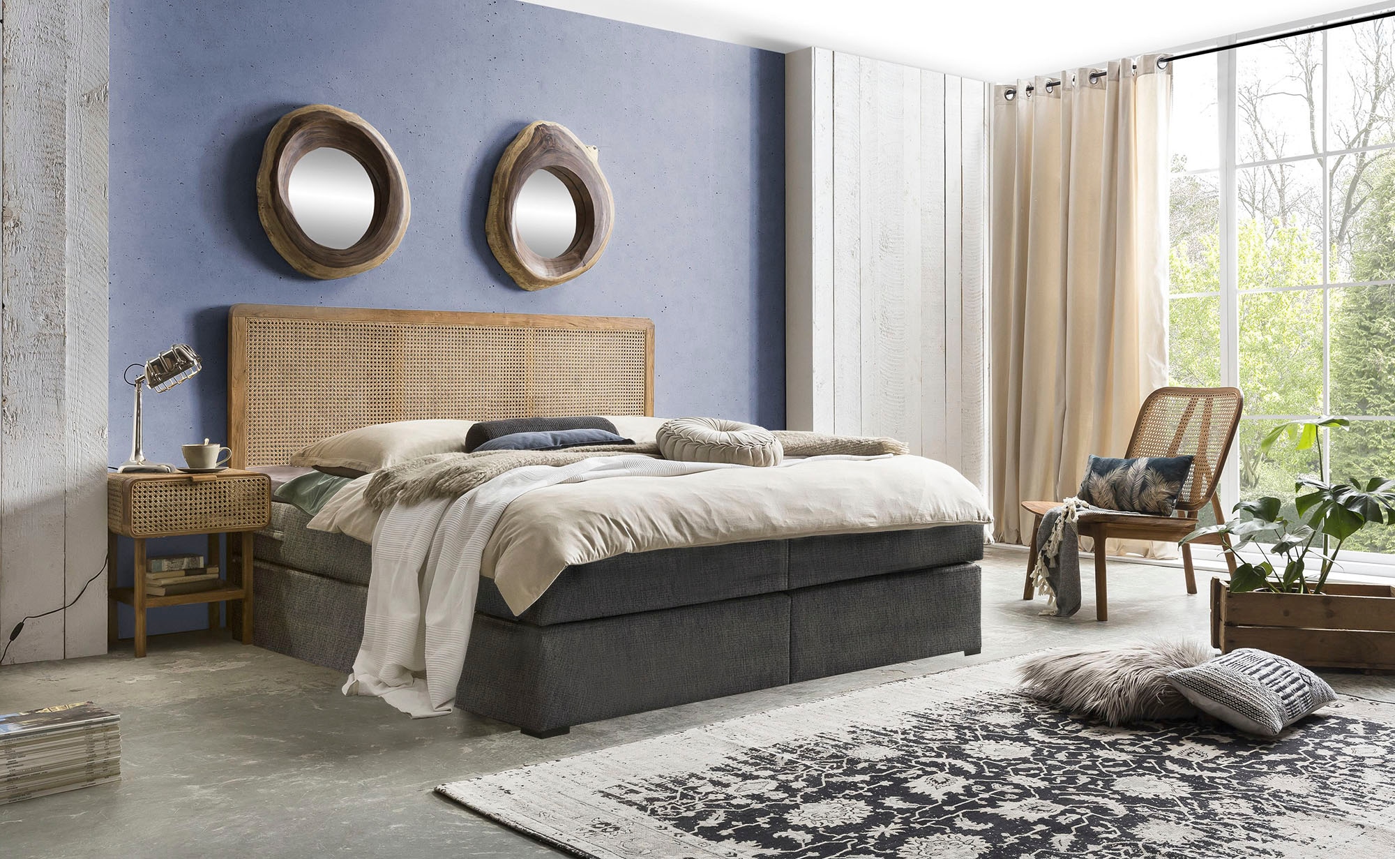 SIT Kopfteil »Rattan Wiener Geflecht 200 cm Wandmontage Natur Bett« Rattan Kopfteil Wiener Geflecht 200 cm im Natur Boho Design