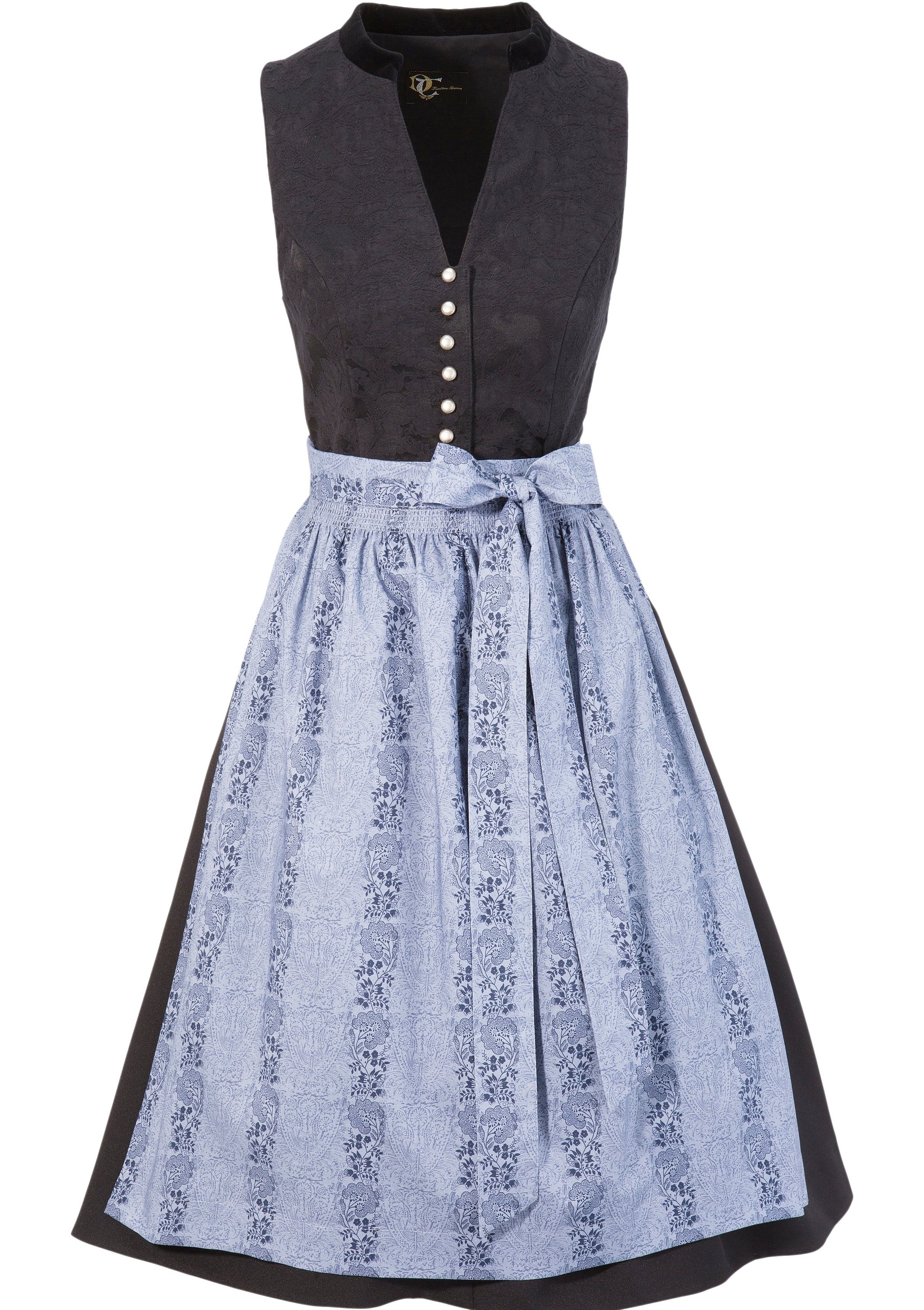 Turi Landhaus Dirndl midi mit Samtstehkragen