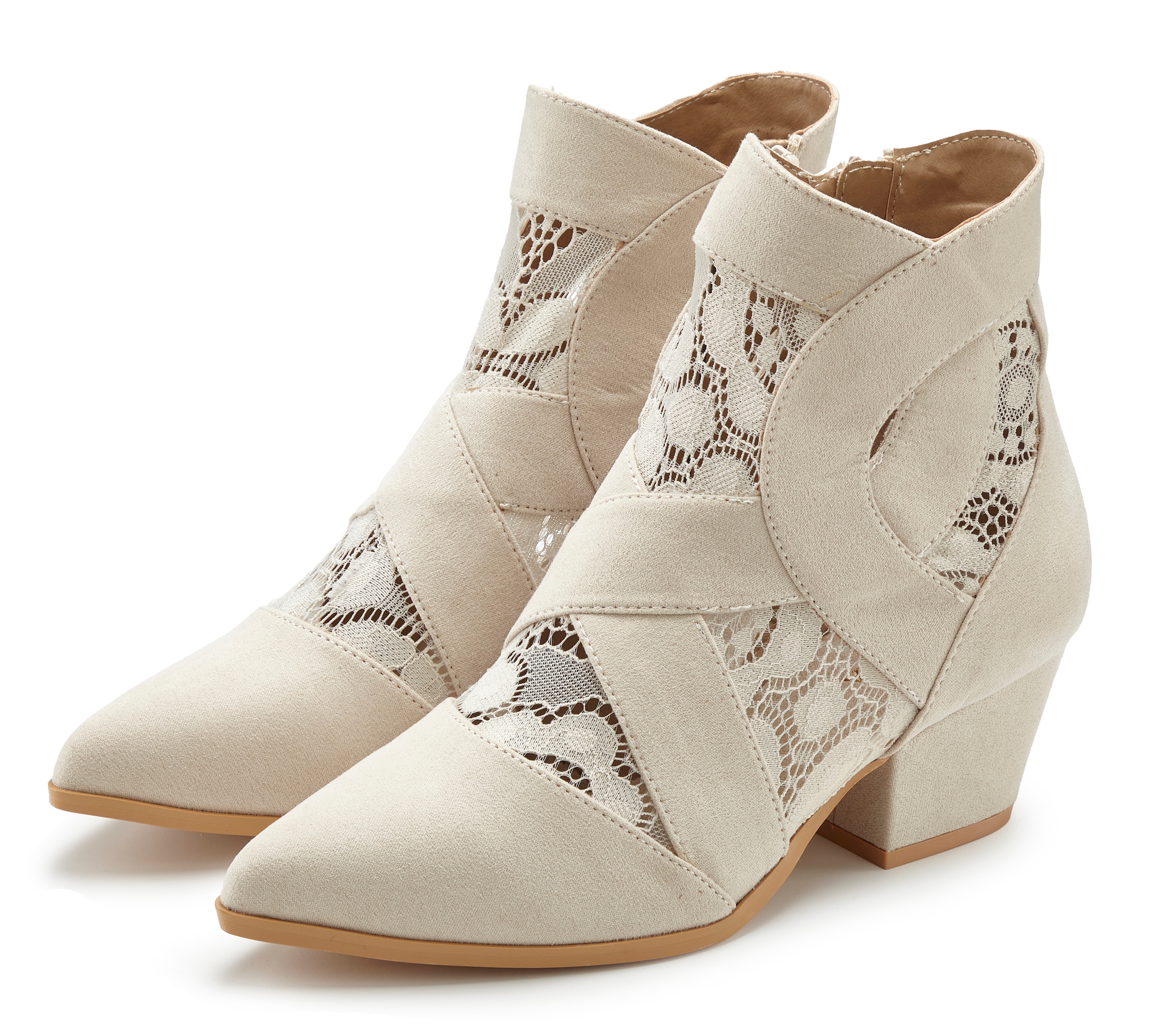 Image of LASCANA Stiefelette mit Spitze & bequemen Blockabsatz, Cowboy Boots, Westernstiefel