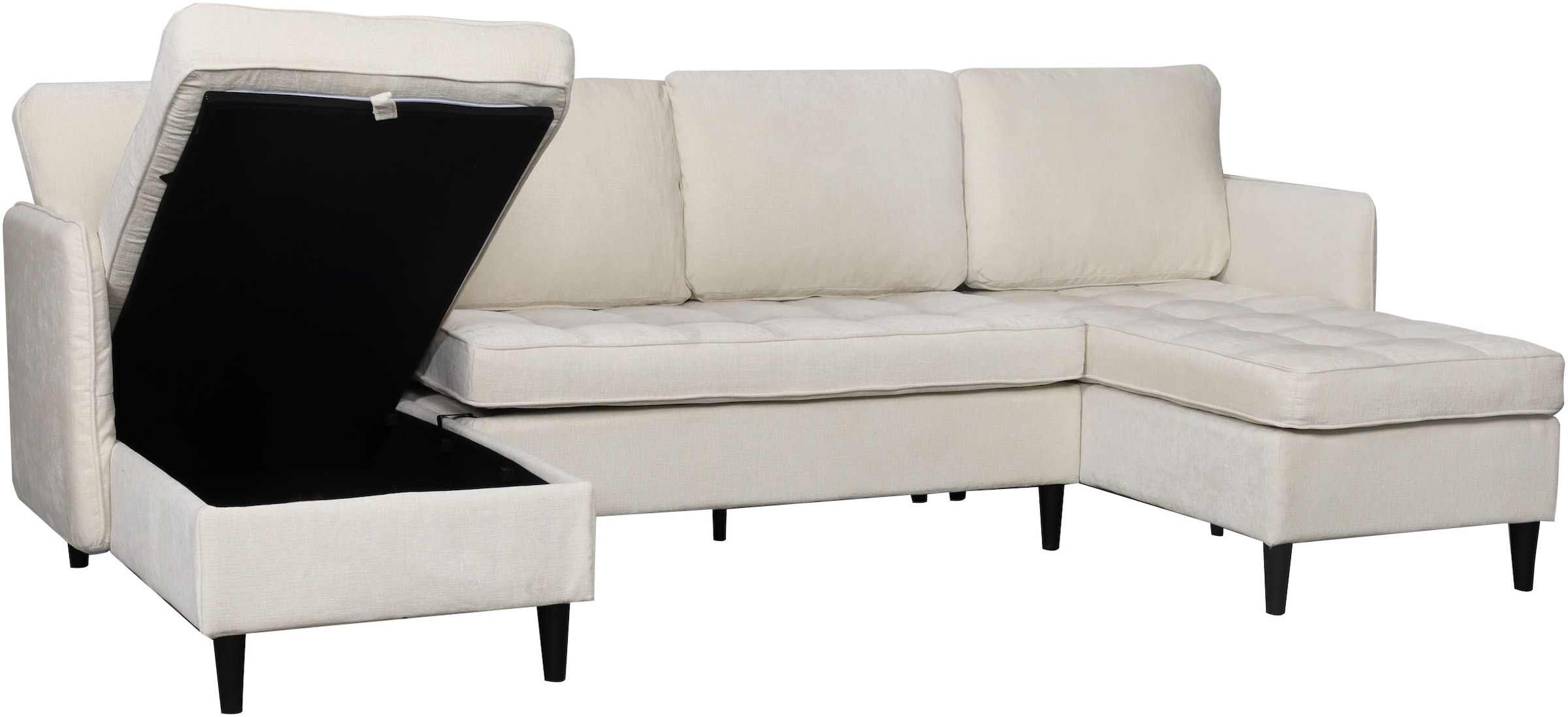 Dorel Home Wohnlandschaft »LINDHUS, Chenille, Modulsofa, verschiedene Stellvarianten« Breite als U-Form (254cm) mit Verbindern fixierbar, Recamiere,Stauraum