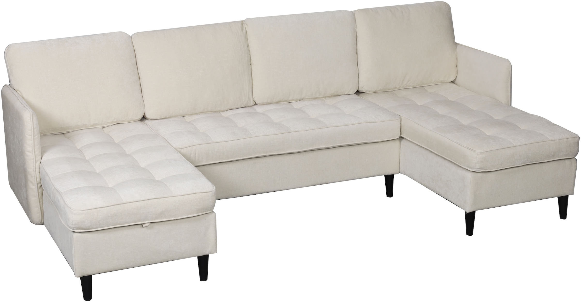 Dorel Home Wohnlandschaft »LINDHUS, Chenille, Modulsofa, verschiedene Stellvarianten« Breite als U-Form (254cm) mit Verbindern fixierbar, Recamiere,Stauraum