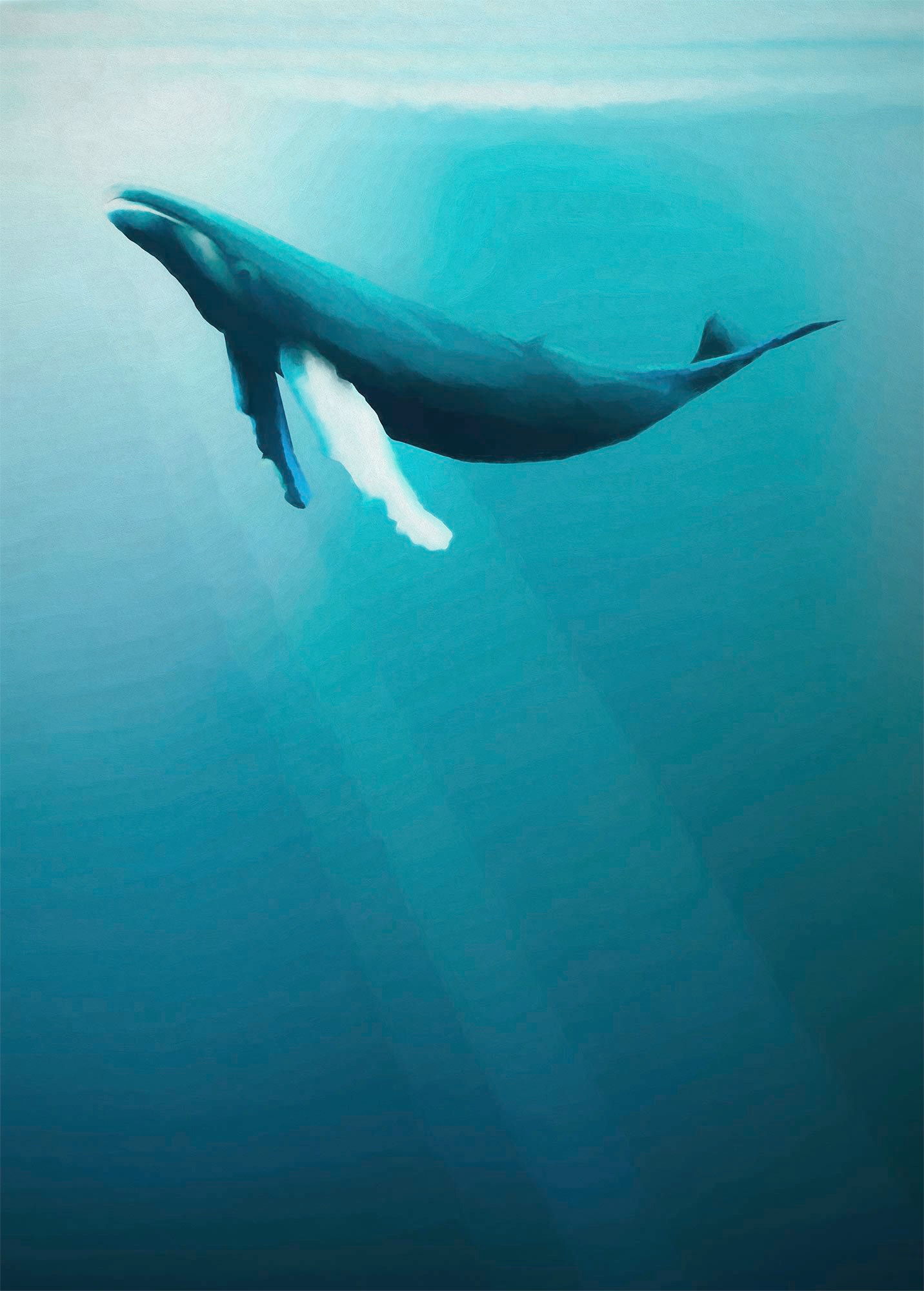 Image of Komar Vliestapete "Digitaldruck Vlies - Artsy Humpback Whale - Grösse 200 x 280 cm" bedruckt glatt Kinderzimmer
