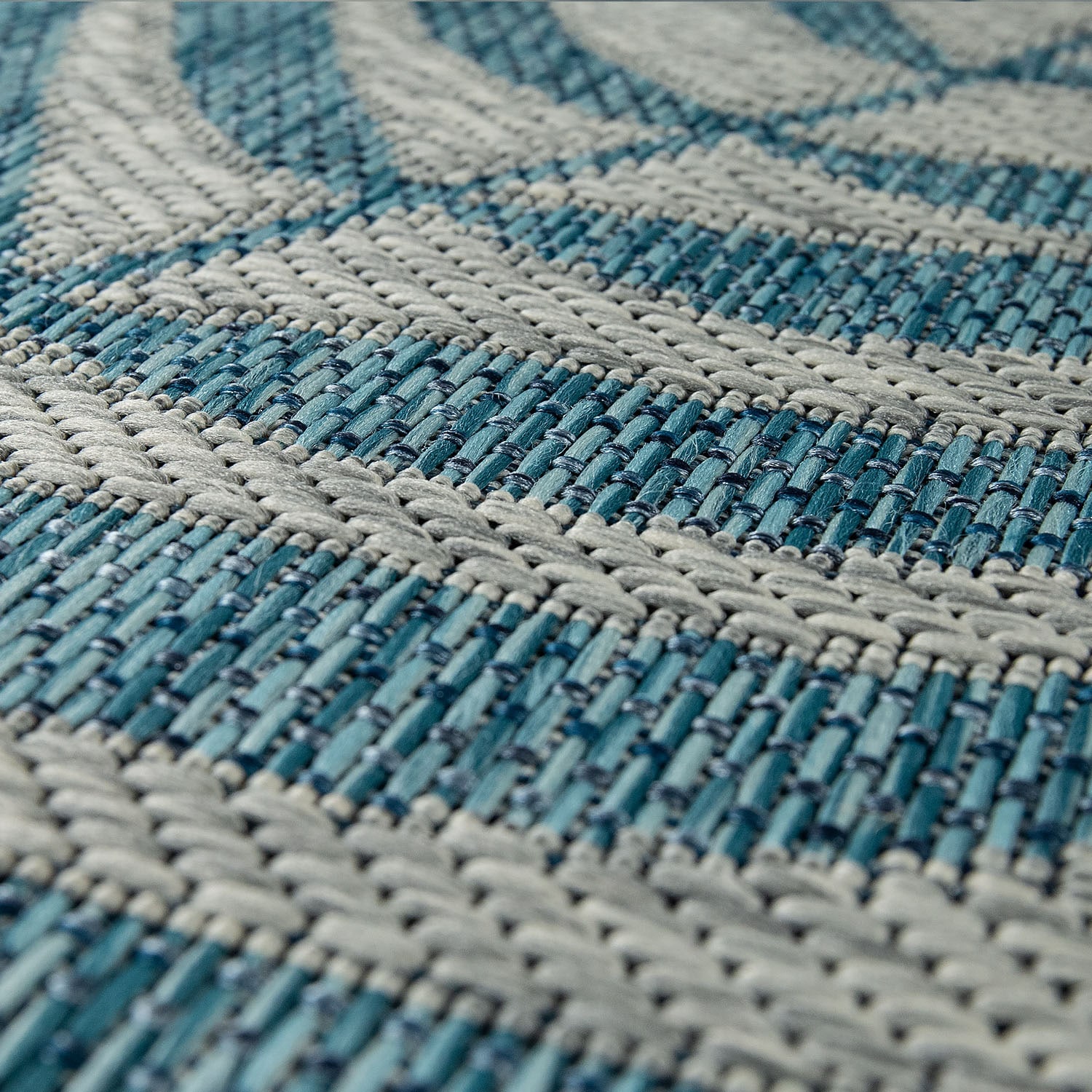 Paco Home Teppich »Kuba 123«, rechteckig, 4 mm Höhe, Flachgewebe, Motiv Blätter, In- und Outdoor geeignet, Wohnzimmer