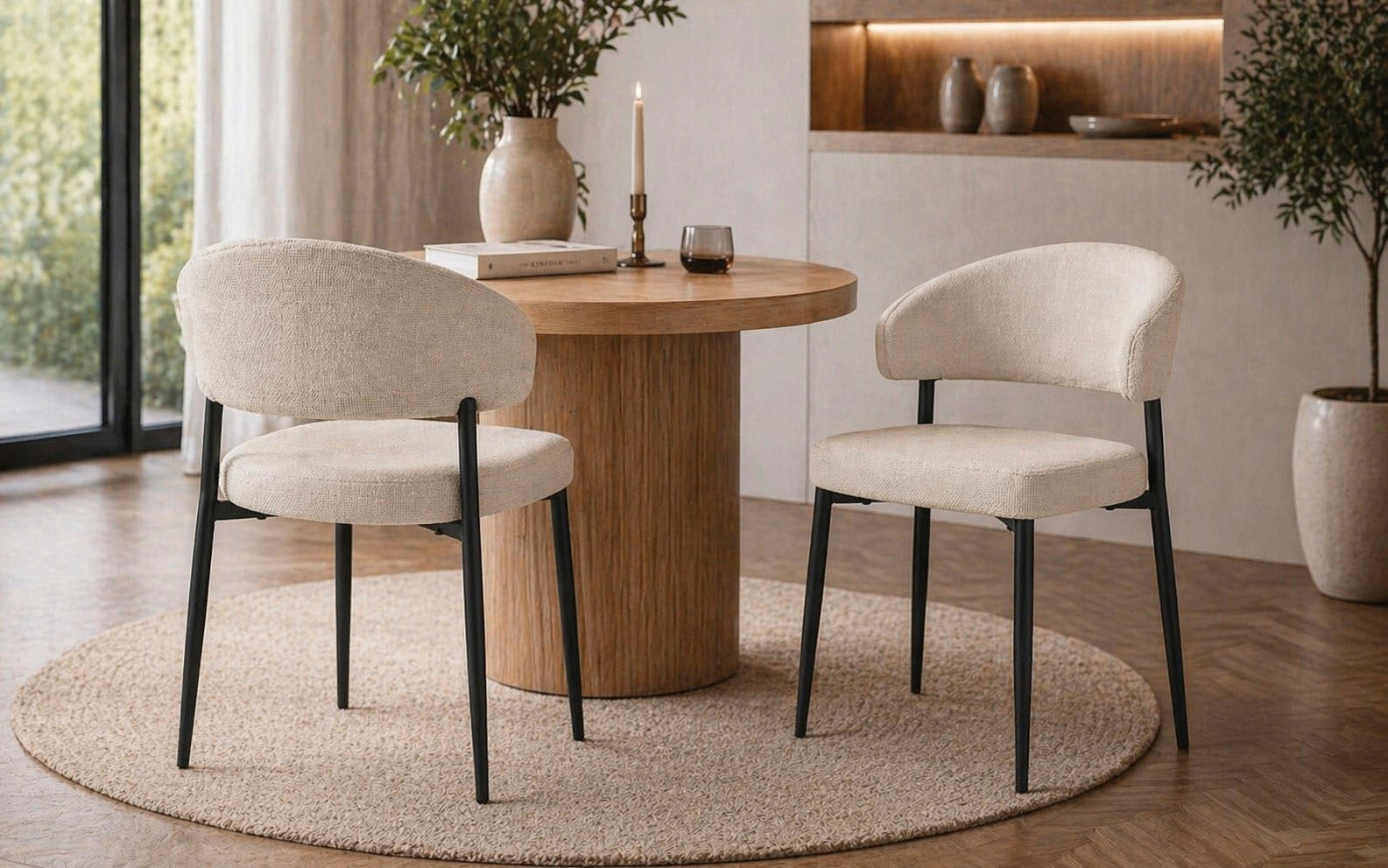 ACTONA GROUP Esszimmerstuhl »Edina 2er Set, Stoff - bequem & stilvoll, mehrere Farben, moderne« () Gepolstert, weicher Bezug & hoher Sitzkomfort, schwarze Stahlbeine