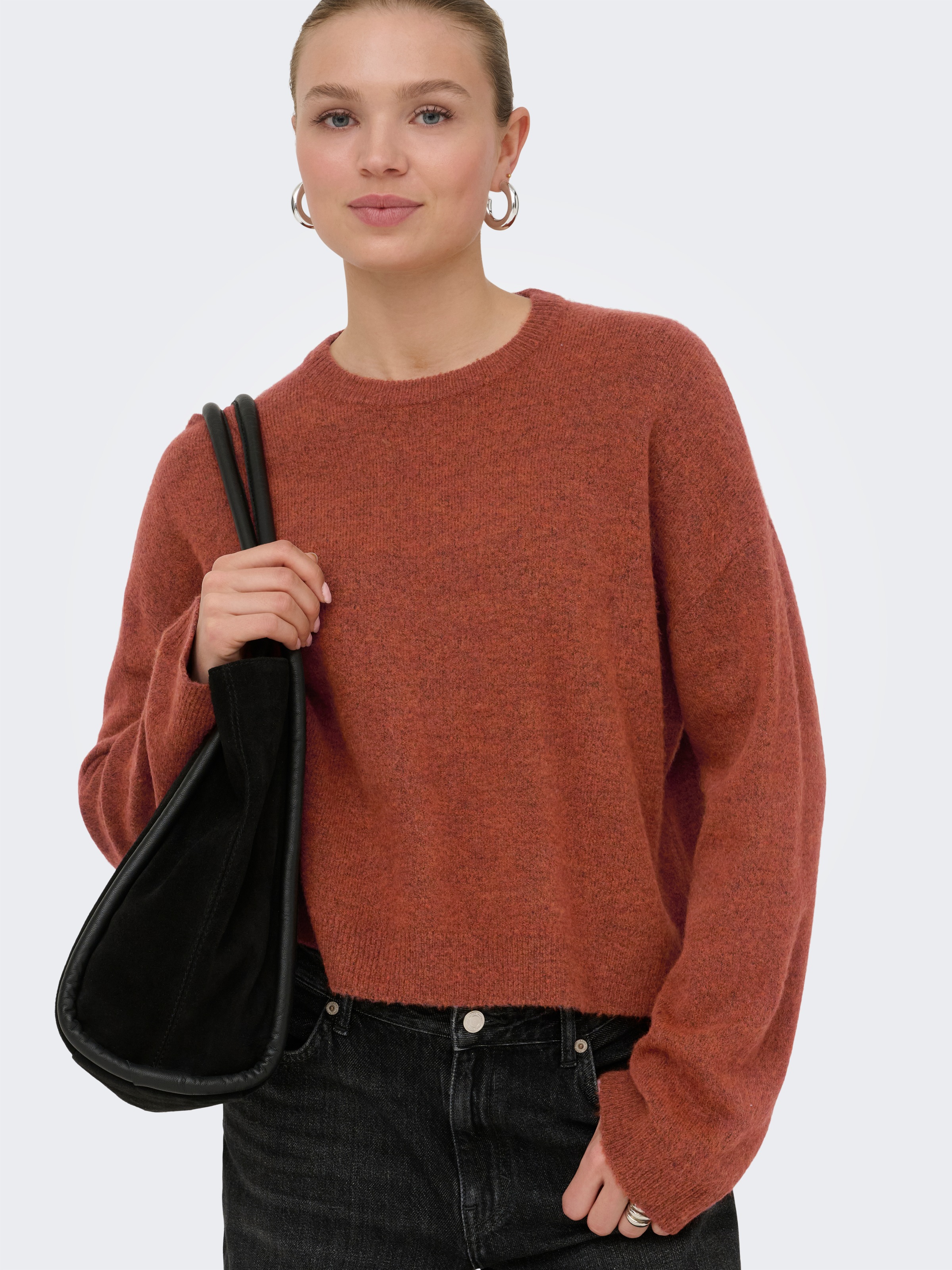 ONLY Pull à col rond »ONLSIMONI L/S O-NECK PULLOVER KNT NOOS« mélange de matériaux, coupe régulière