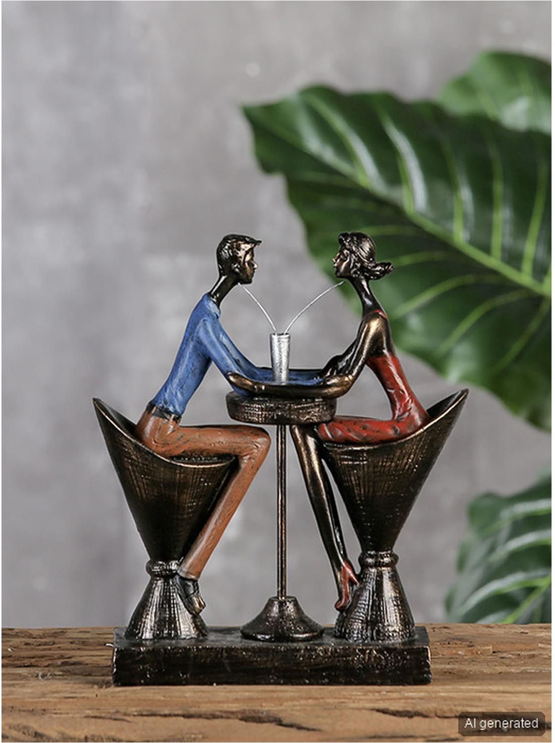 Image of Casablanca by Gilde Dekofigur "Skulptur "Table for two"" Bunte Kleidung, Antikfinish, Holzoptik-Basis