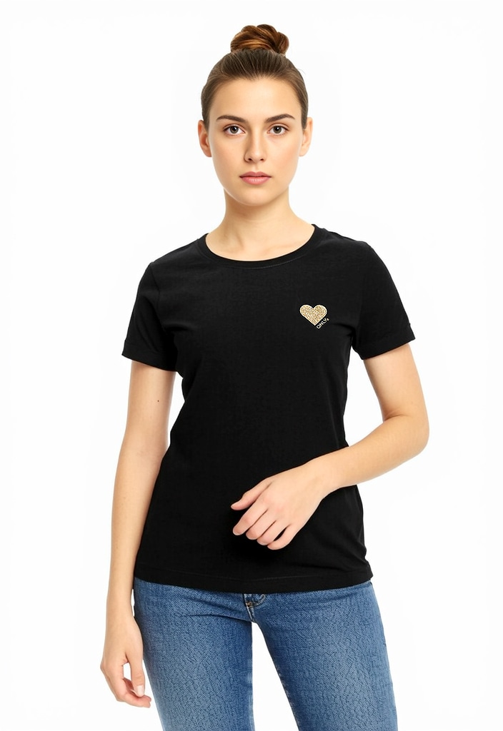 ONLY T-shirt à manches courtes »ONLKITA LIFE S/S TOP 2 PACK CS JRS« Packung, 2 cuis Baumwolle, Glitzerdruck