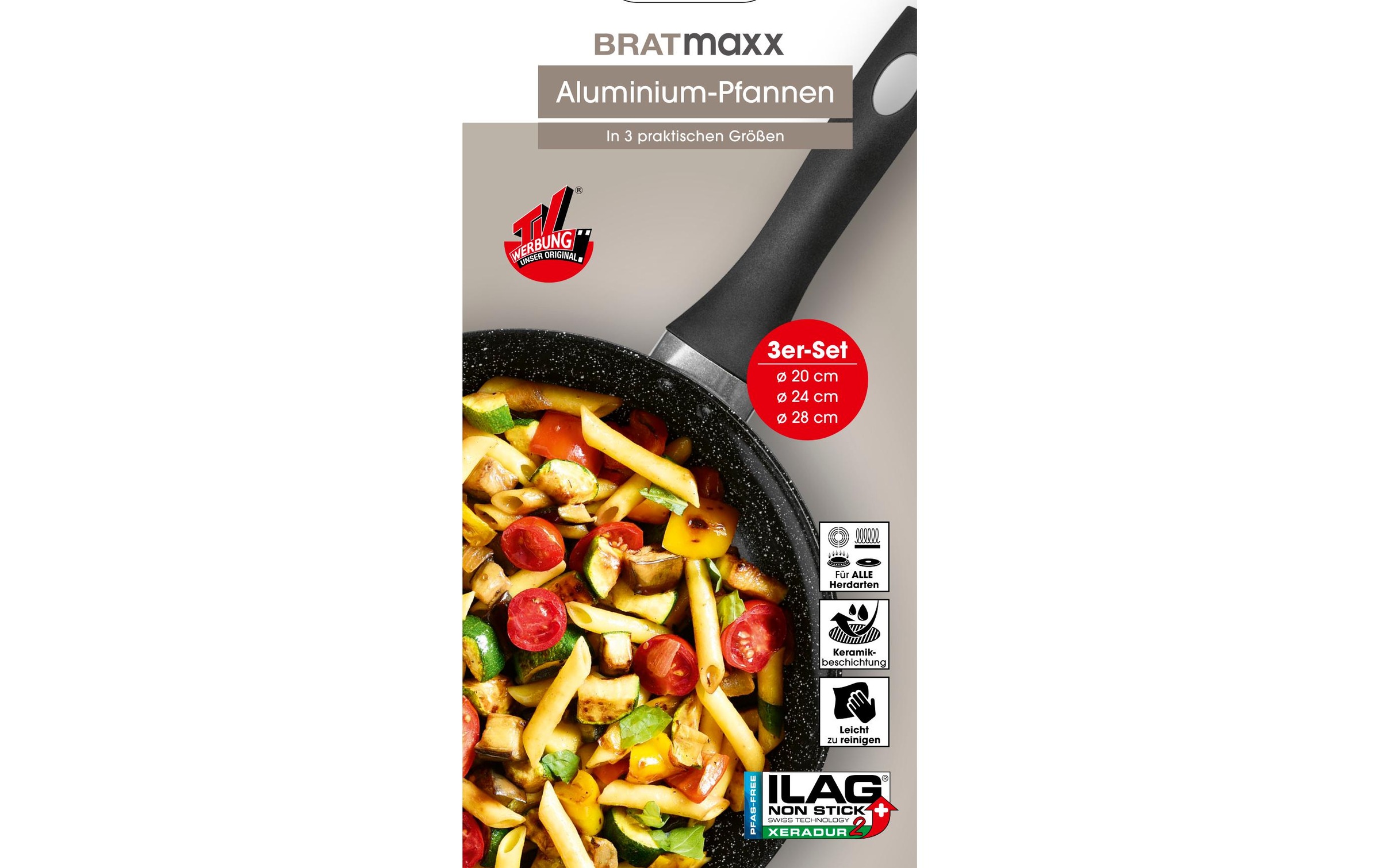 BRATmaxx Bratpfanne »Aluminium Pfannen Set 3 Stück 20 cm/24 cm/28 cm«, Aluminium