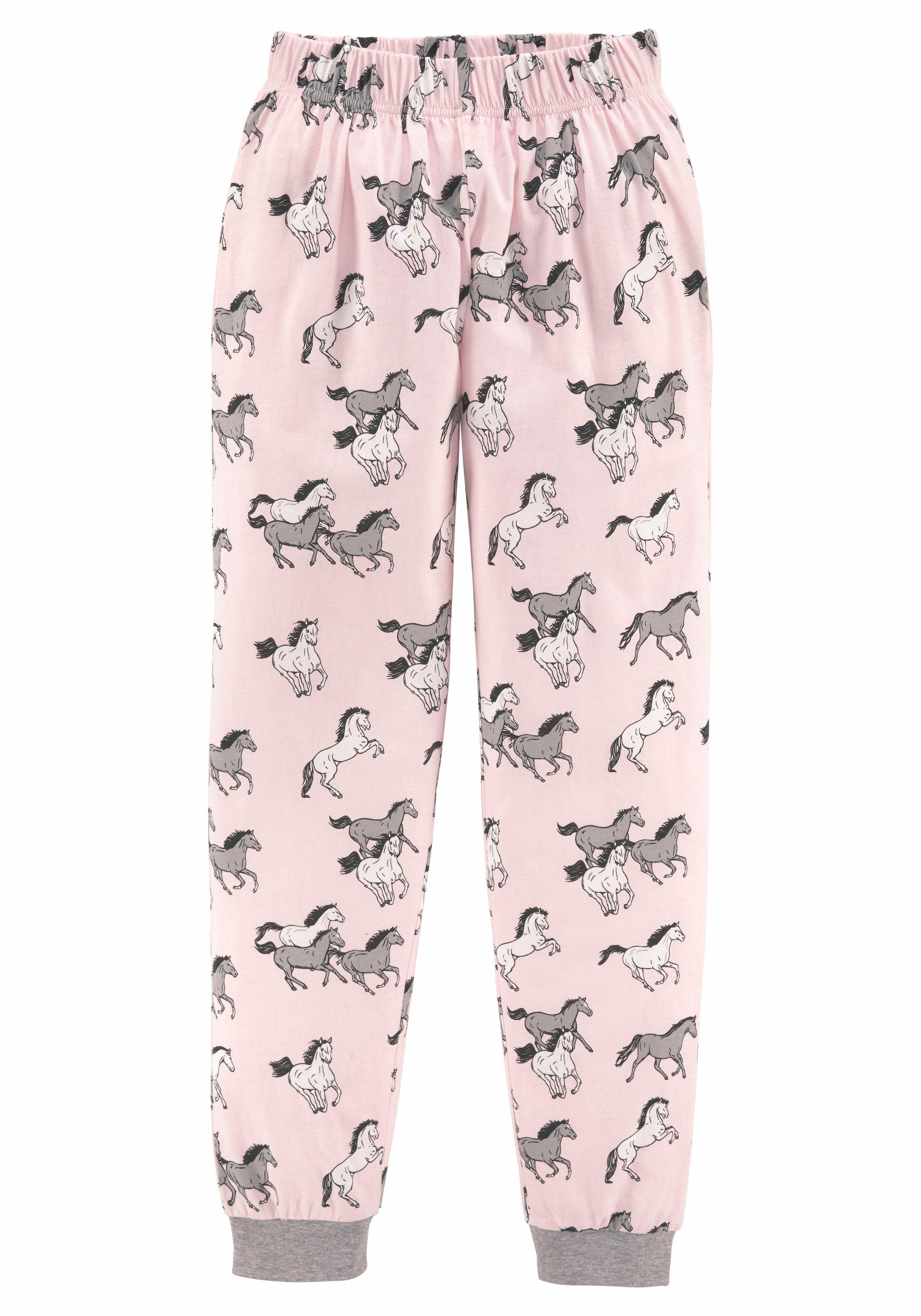 Modische petite fleur Pyjama, (2 tlg., 1 Stück), in langer Form mit Pferde  Print versandkostenfrei kaufen