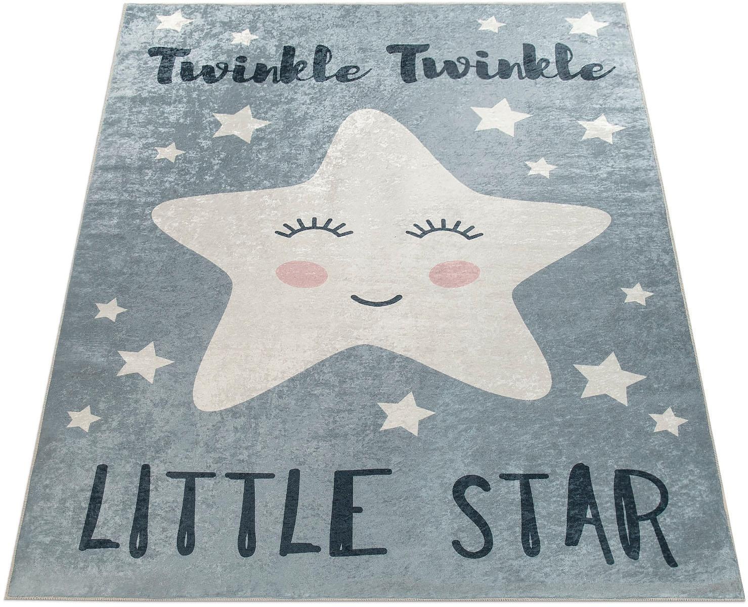 Image of Paco Home Kinderteppich »Aleyna 105«, rechteckig, 6 mm Höhe, Kinder Design, niedliches Stern Motiv mit Schriftzug, Kinderzimmer bei Ackermann Versand Schweiz