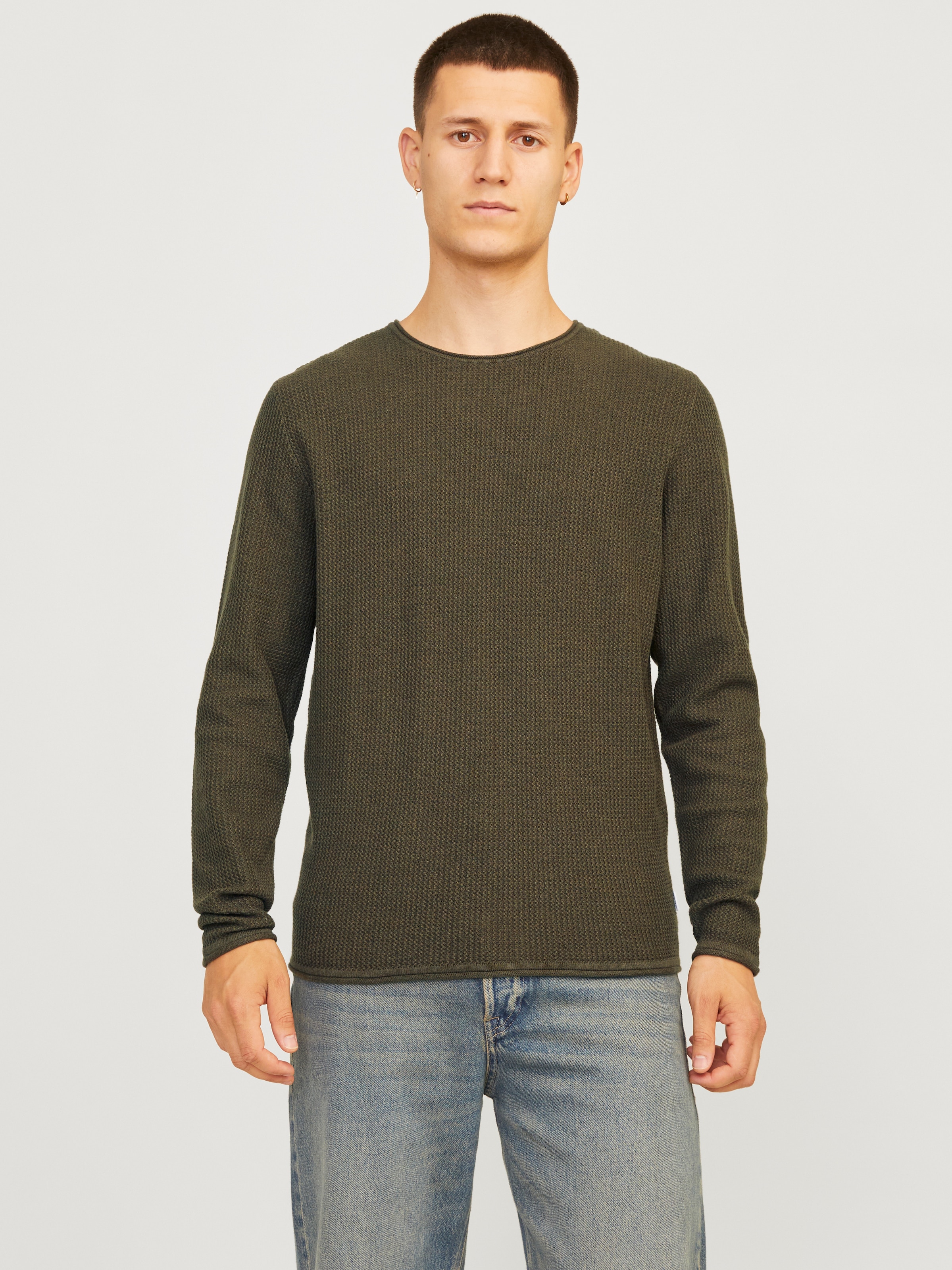 Rundhalspullover »JJECOOPER KNIT CREW NECK NOOS«, in Strick Optik