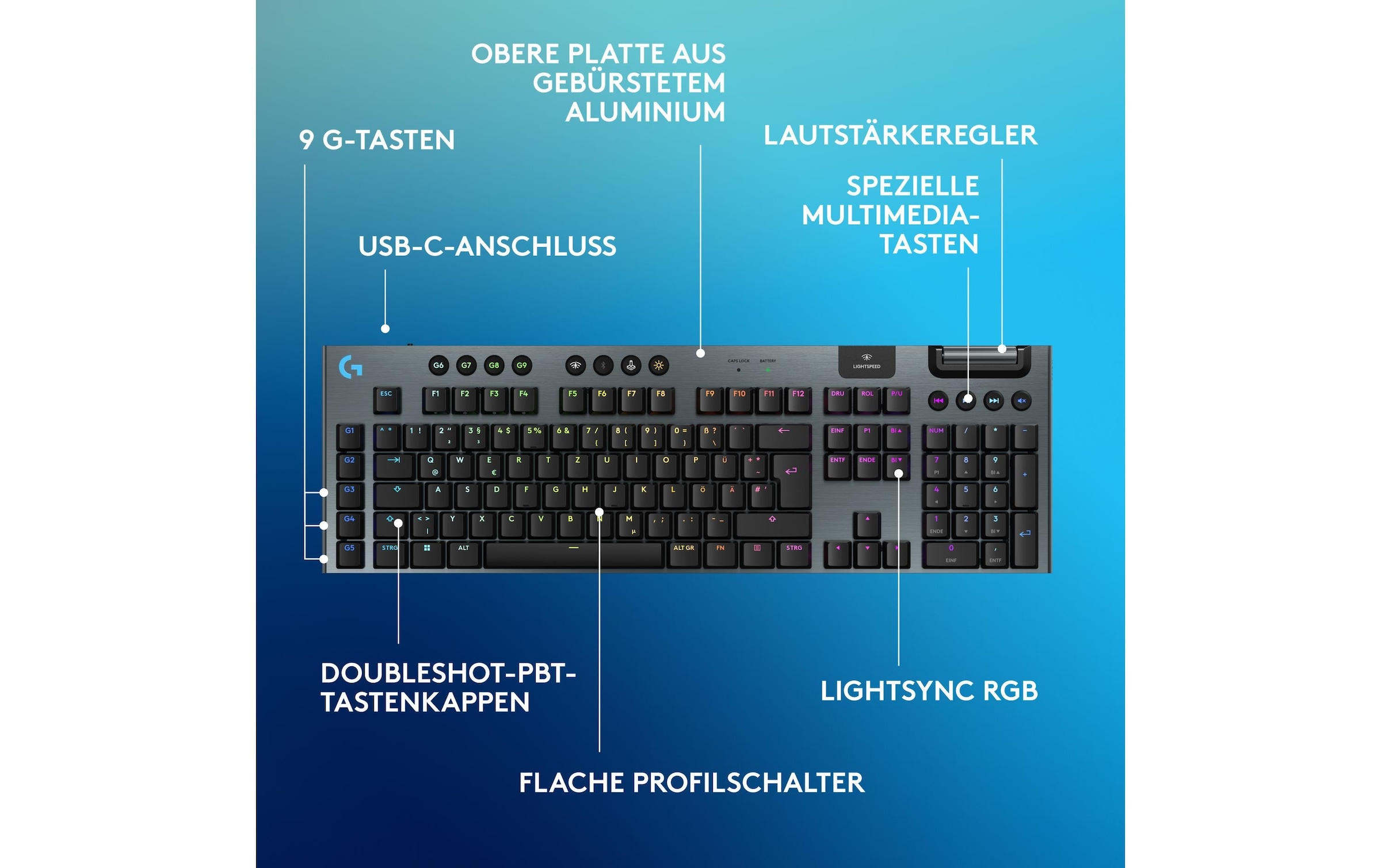 Logitech Gaming-Tastatur »G915 X Lightspeed GL Tactile«, (Ziffernblock)