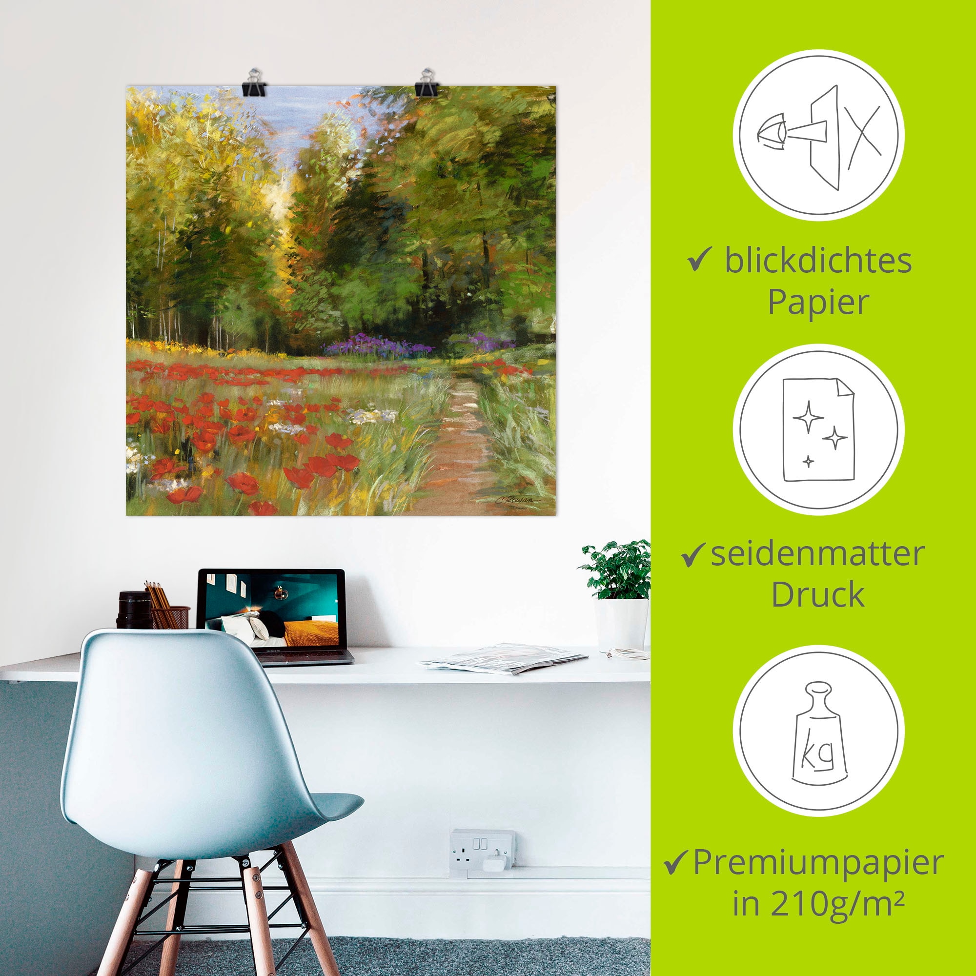 Artland Poster »Blumenfeld«, Wiesen & Bäume, (1 St.), als Leinwandbild, Wandaufkleber oder Poster in versch. Grössen
