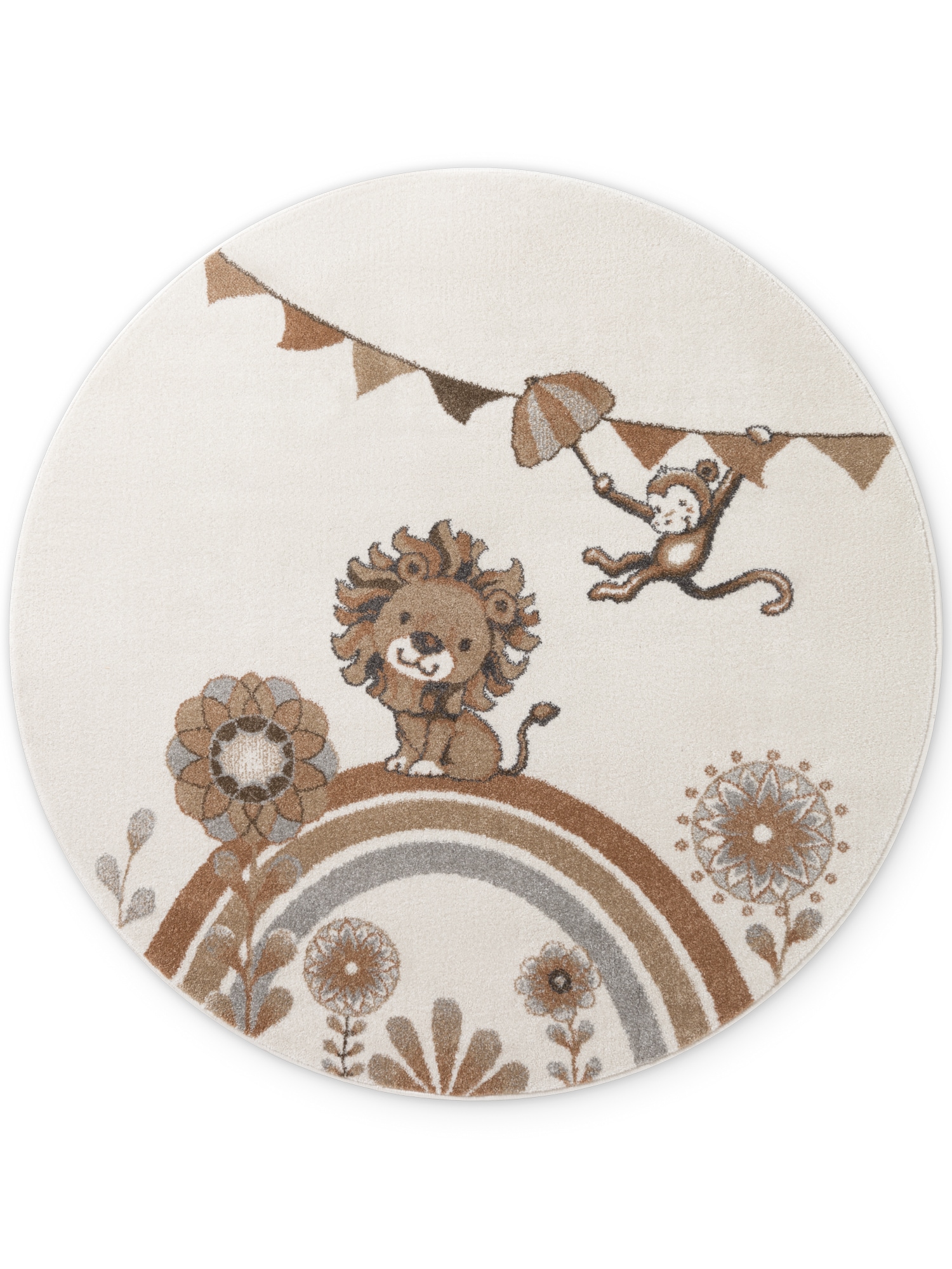 Villeroy & Boch Kinderteppich »Roar like a Lion Teppich« rund 9 mm Höhe Spielteppich weich, Kinderzimmer, Boho Kids Spielunterlage, Tieremotiv
