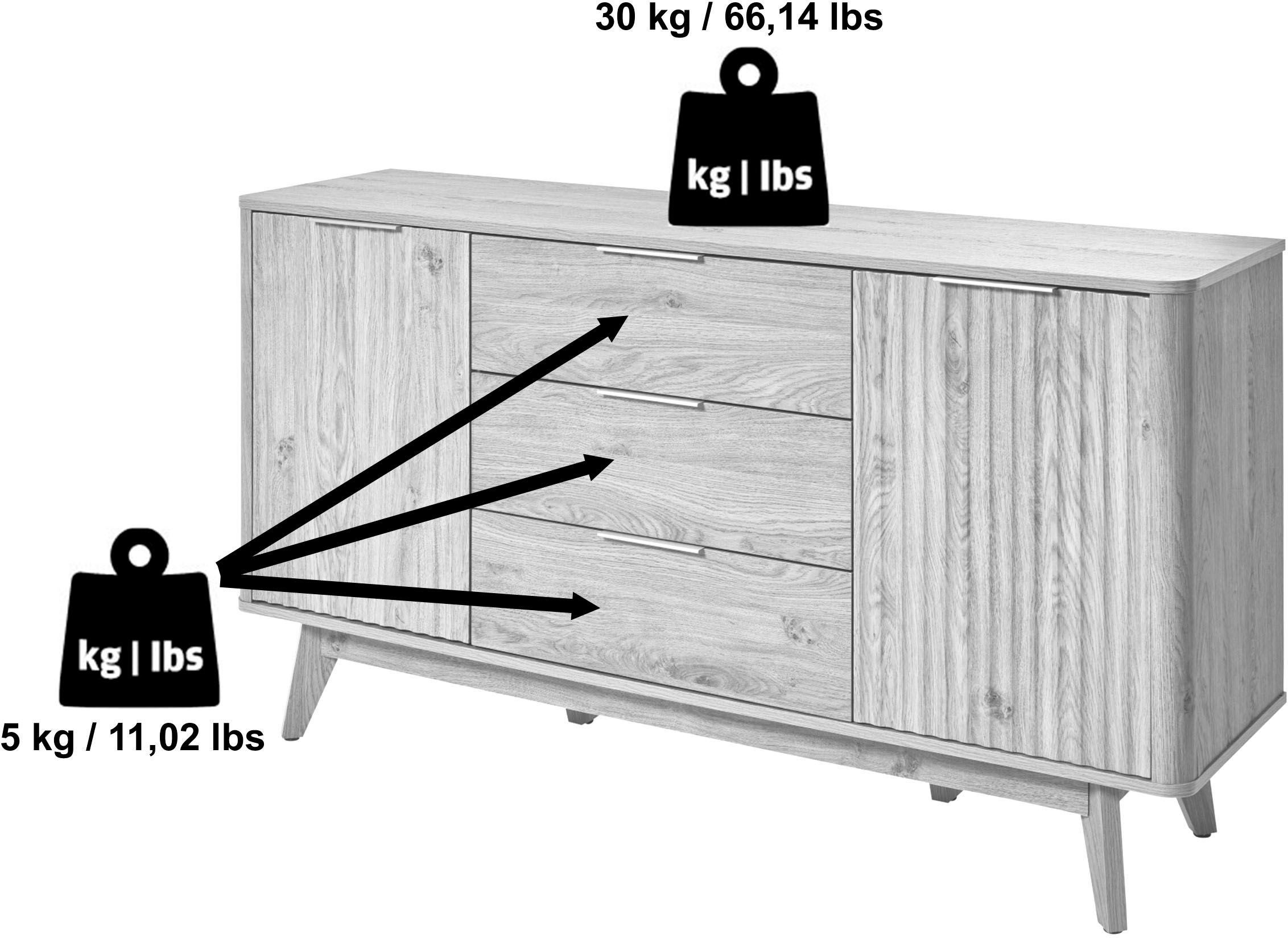 Jahnke Sideboard »WAVE SB 150« 1 Stk. tlg. Sideboard, Retro-Stil, Front in Wellendesign, Breite ca. 150 cm