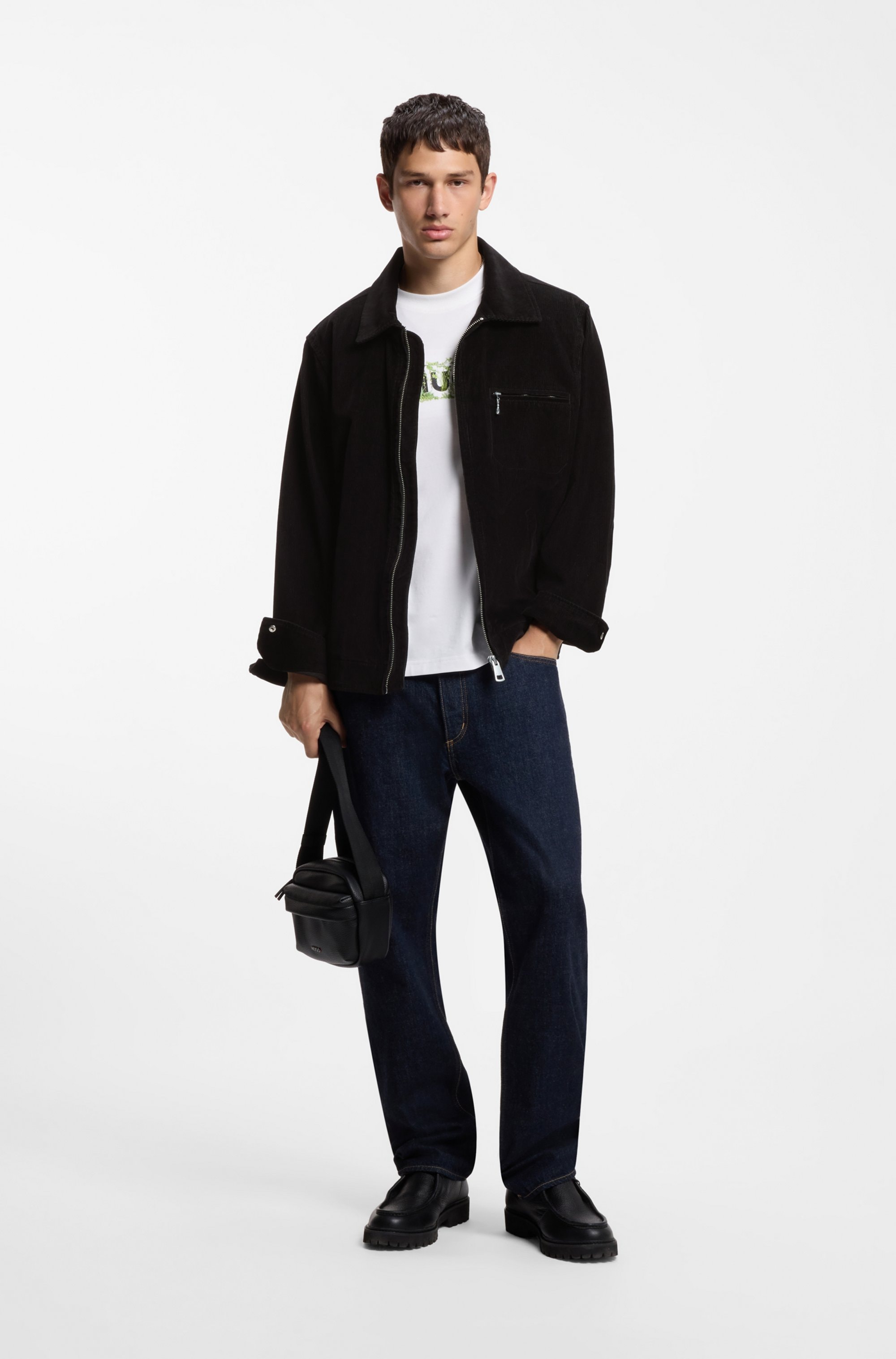 HUGO Veste en velours côtelé »Braxton264W1« avec col chemise