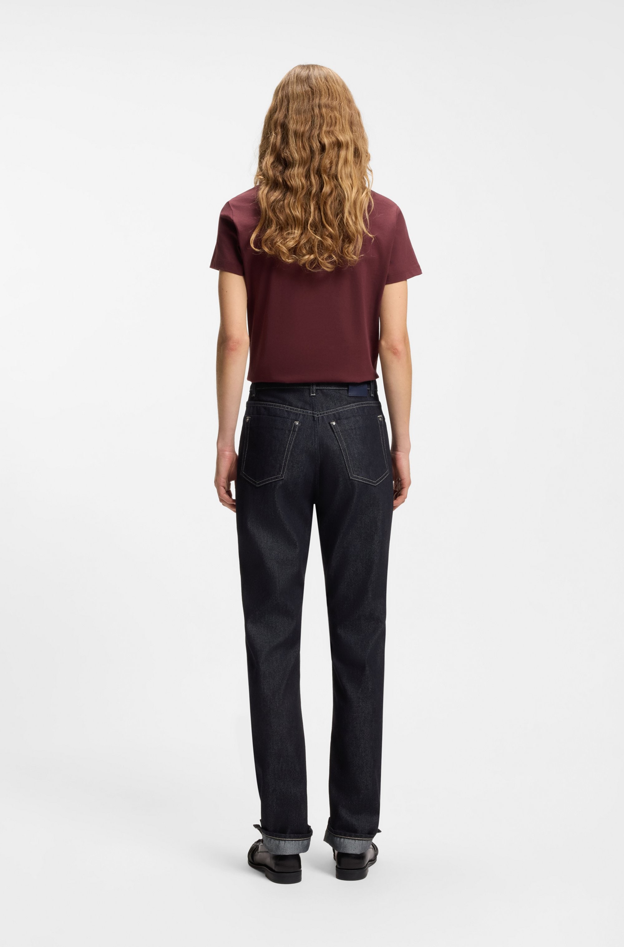 BOSS ORANGE Jeans taille haute »ADA SLIM HR 1.0 Premium Damenmode« mit kleinen Schlitzen am Saum