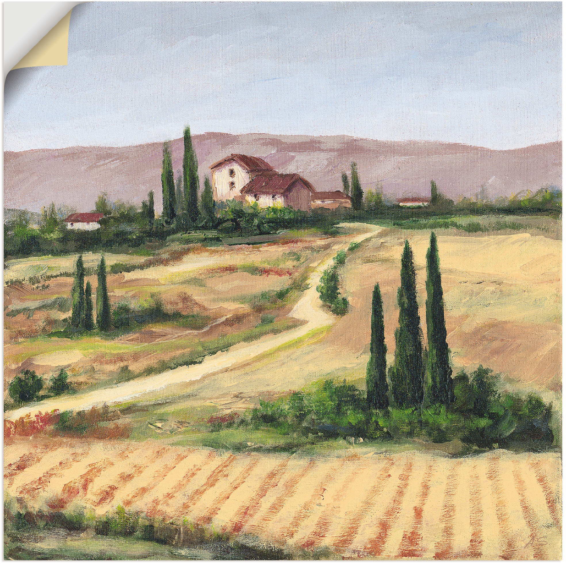 Image of Artland Wandbild »Die toskanische Landschaft III«, Bilder von Europa, (1 St.), in vielen Grössen & Produktarten - Alubild / Outdoorbild für den Aussenbereich, Leinwandbild, Poster, Wandaufkleber / Wandtattoo auch für Badezimmer geeignet bei Ackermann Vers