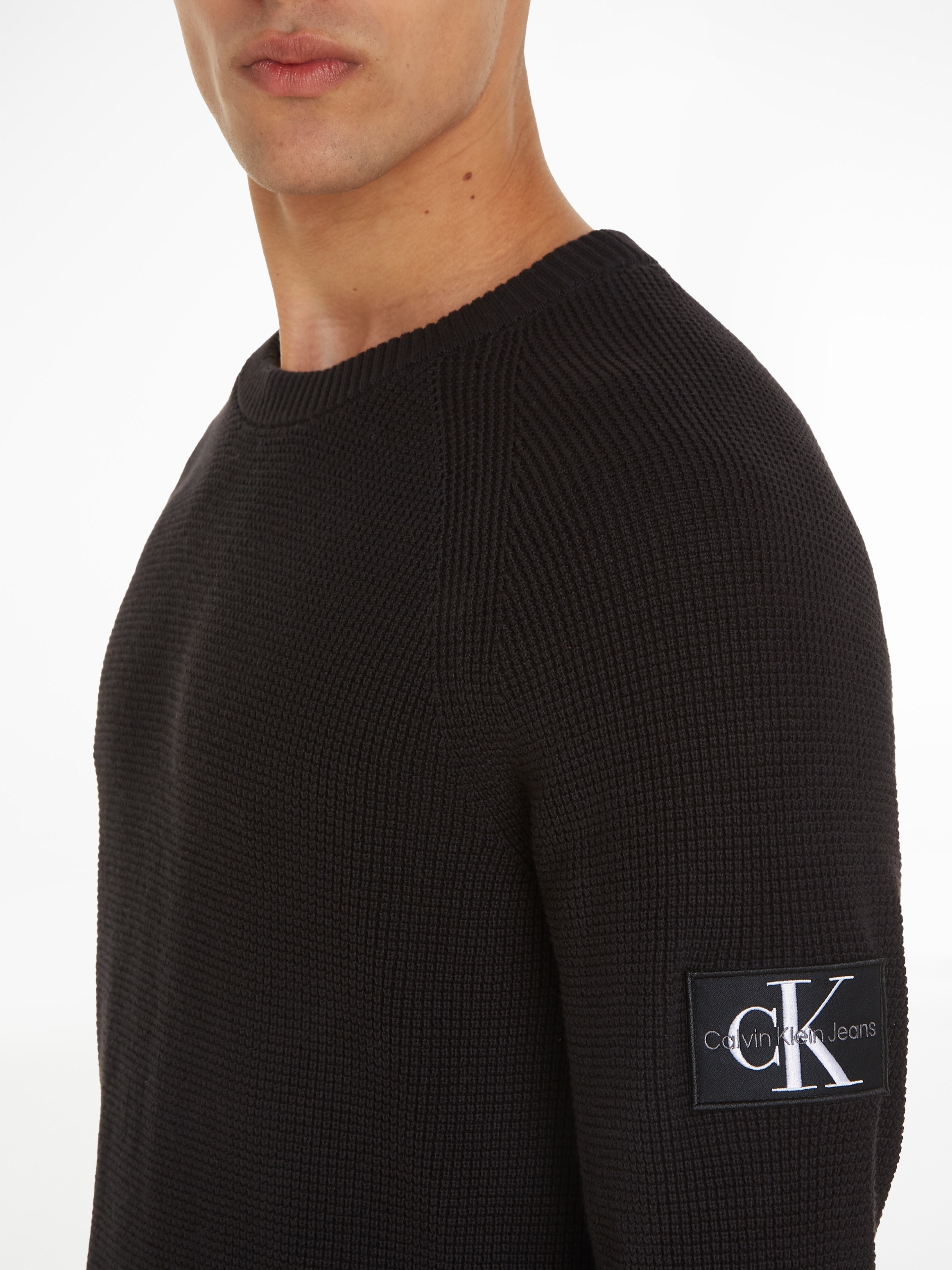 Calvin Klein Jeans Rundhalspullover »BADGE EASY SWEATER«, mit Logopatch