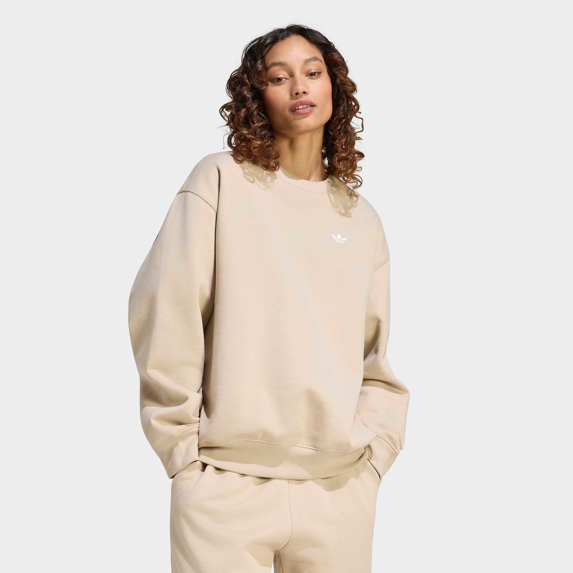 Image of adidas Originals Sweatshirt "ESSENTIALS CREW LONG FLEECE OS", mit Rundhalsausschnitt, ohne Verschluss, in normaler Schnittform
