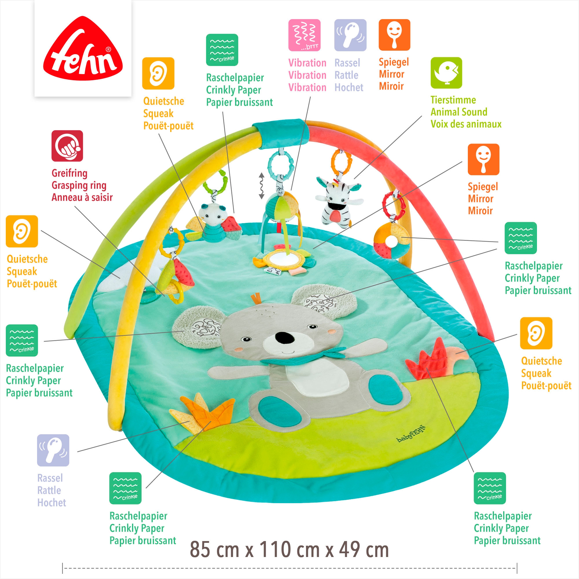 Fehn Baby Gym »DoBabyDoo, 3-D-Activity-Decke Koala«