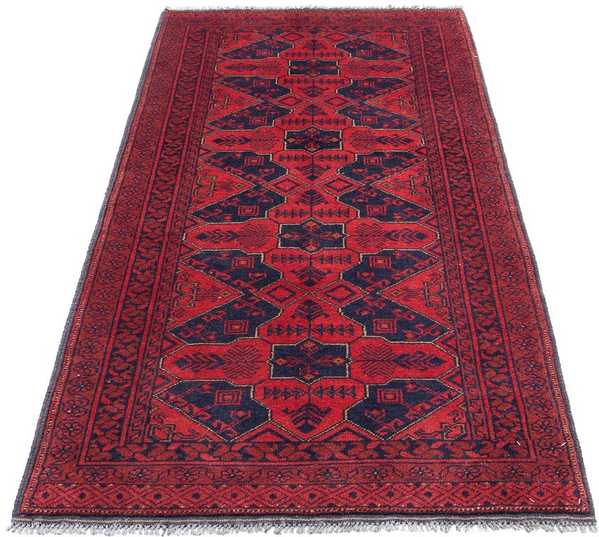 Image of morgenland Orientteppich »Afghan - Kunduz - 188 x 83 cm - dunkelrot«, rechteckig, 7 mm Höhe, Wohnzimmer, Handgeknüpft, Einzelstück mit Zertifikat bei Ackermann Versand Schweiz