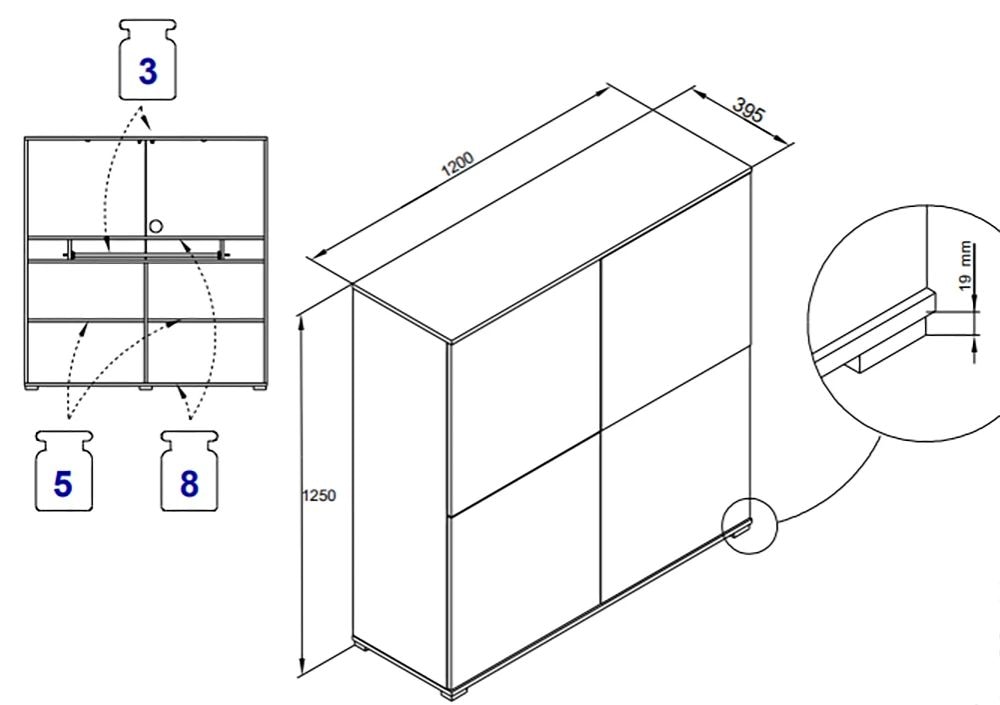 GOODproduct Armoire pour PC »Kenia, Sekretär, Home Office« 1 cuis tlg. avec push-to-open, tiroir clavier et rangement pratique