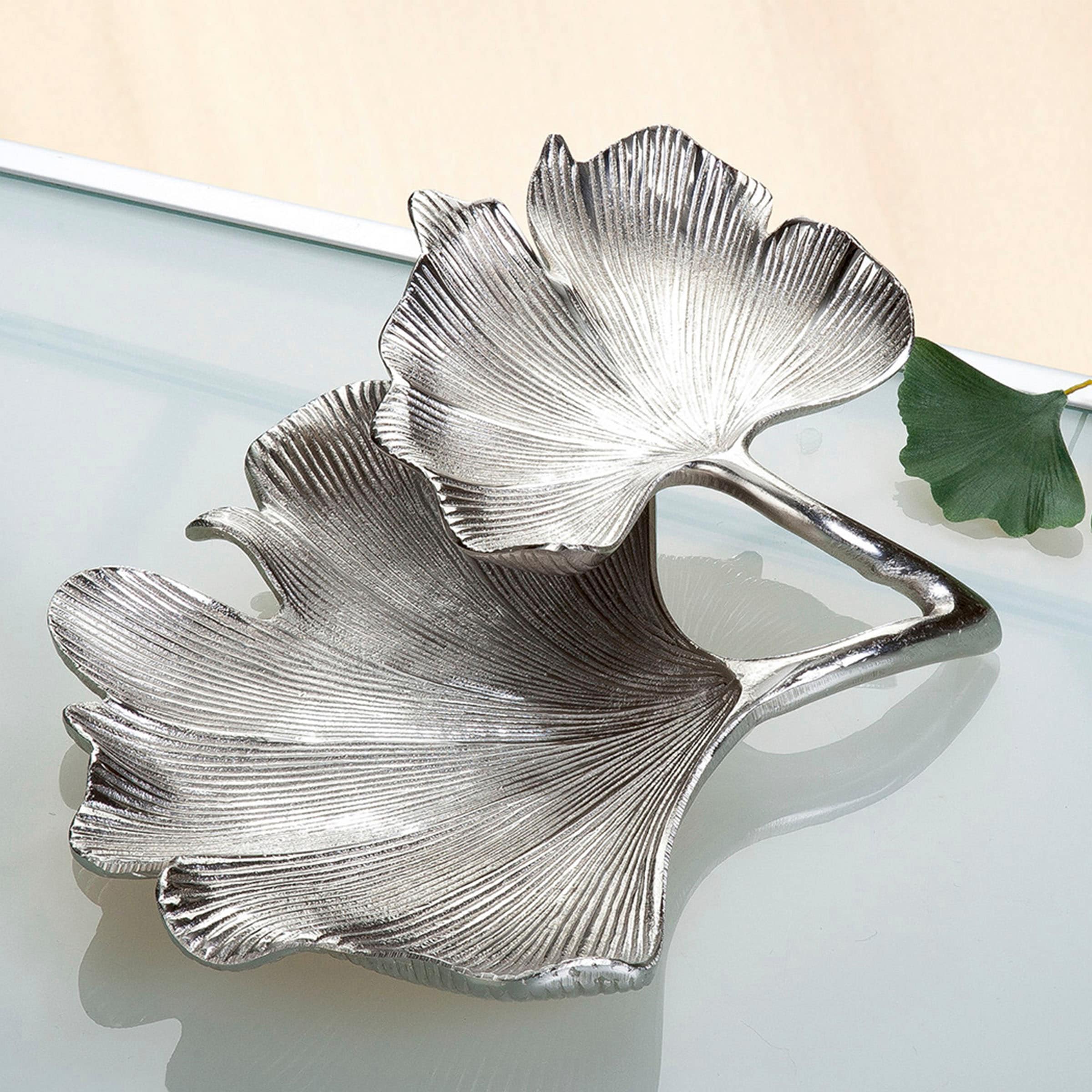 GILDE Dekoschale »Schale Ginkgo Blatt, silberfarben«, (1 St.), silberfarben