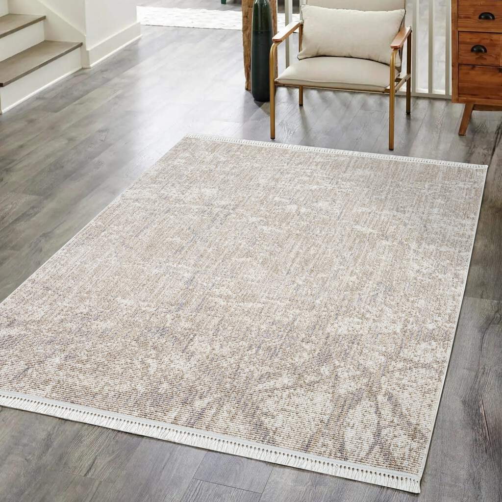 Image of Carpet City Teppich "CLASICO 9150" rechteckig 11 mm Höhe Läufer, Kurzflor, Hochtief-Muster, Boho, Fransen, Wohnzimmer