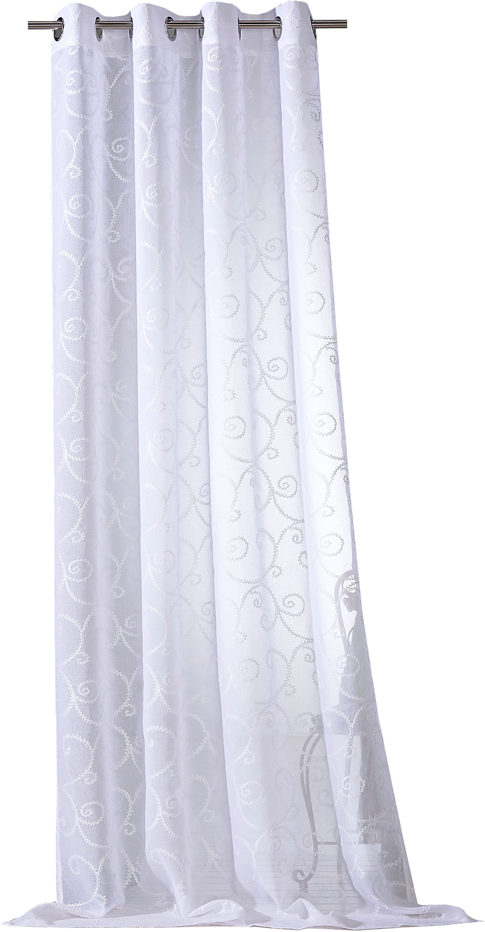 Weckbrodt Vorhang »Romance« Ösen 1 Stk. tlg. echte Stickerei, halbtransparent, Muster Raute, Gardine, Store