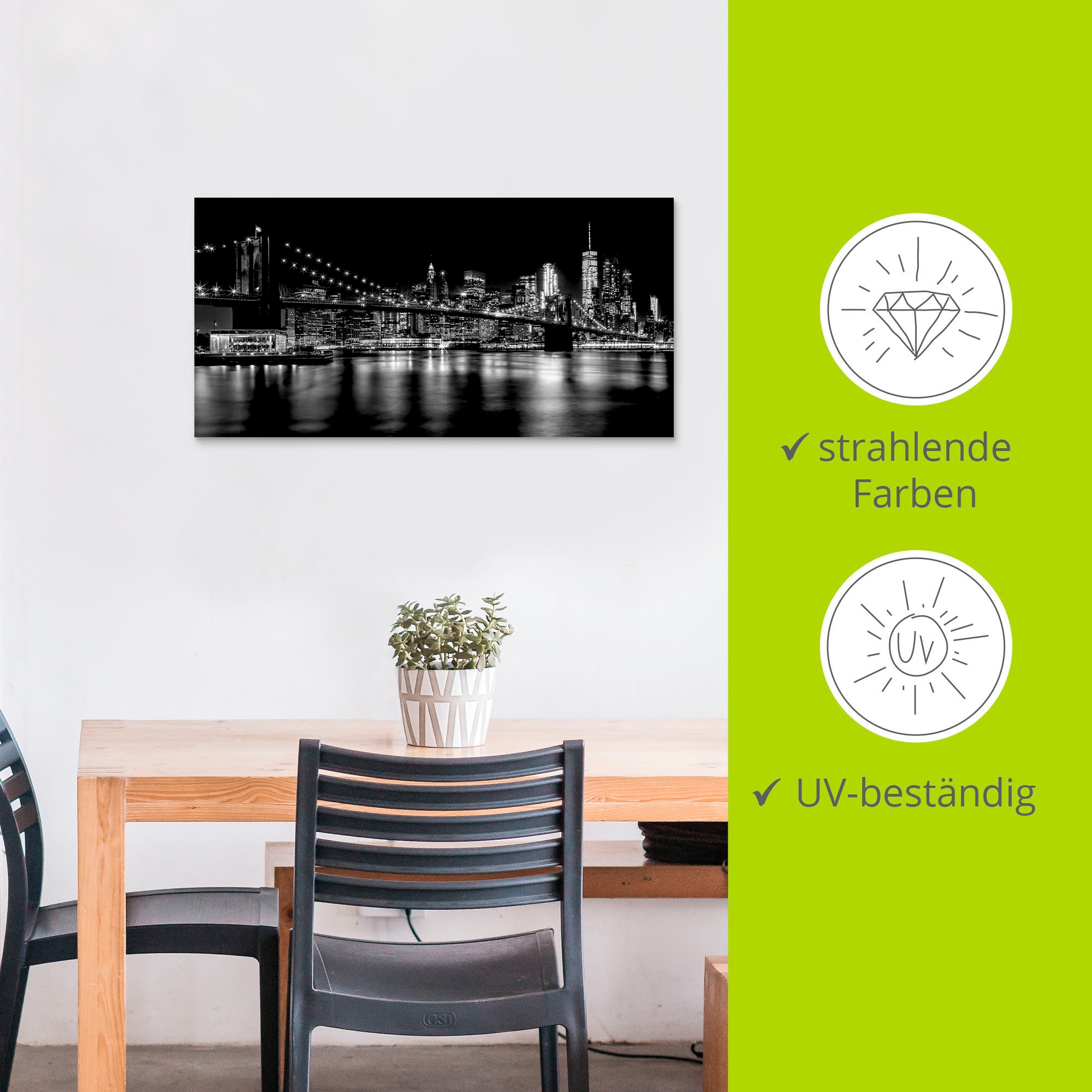 Artland Impression alu-dibond »Manhattan Skyline & Brroklyn Bridge« 1 cuis tlg. für Innen- und Aussenbereich geeignet, Outdoorbild