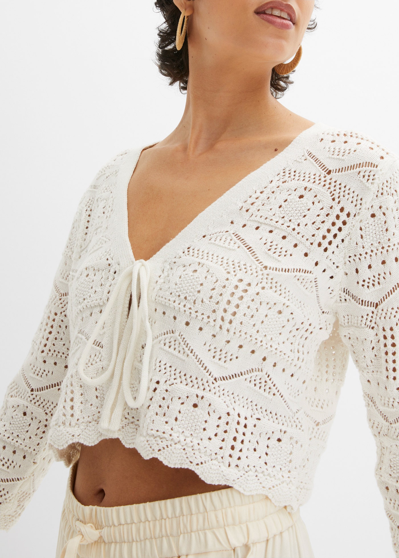 bonprix Ajourstrickjacke »Ajour-Bolero« bequeme Passform, 3/4-Ärmel, Ajour-Bolero