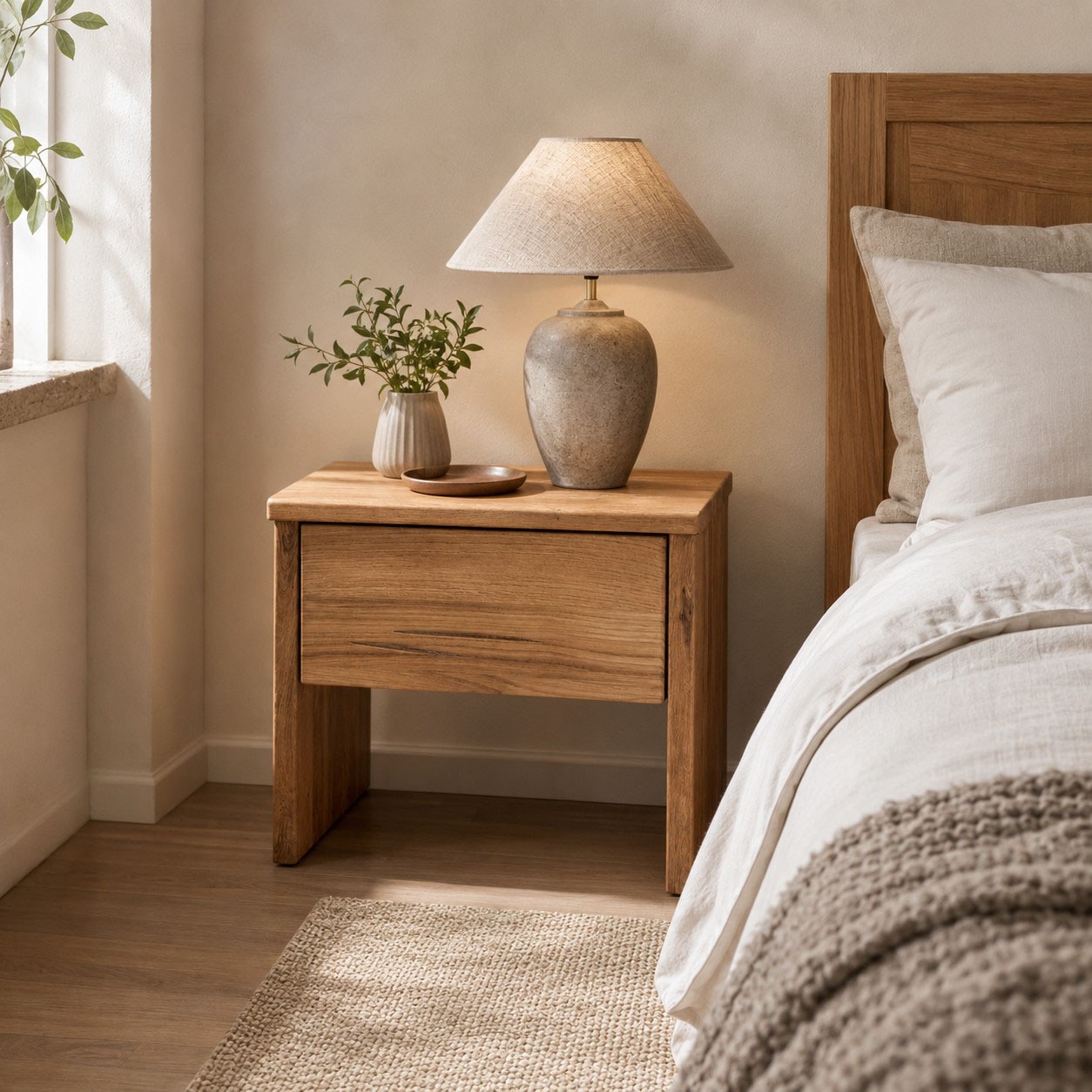 Image of GOODproduct Nachtkonsole "Ultima Balkenbett Doppelbett, Füsse mit Kufenform" Massivholz, Skandinavisches Design, Robust, stabil, FSC zertifiziert