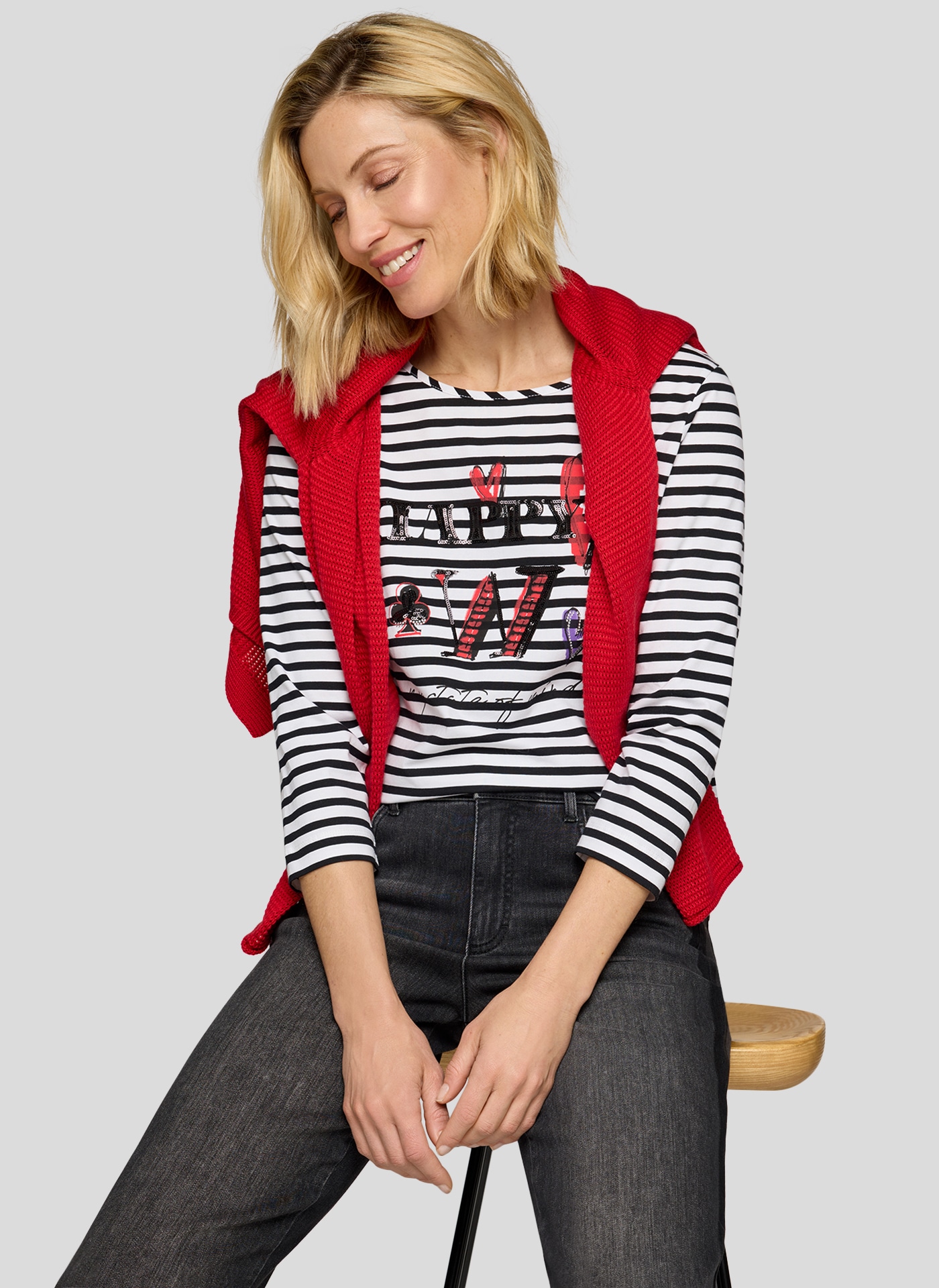 Rabe 3/4-Arm-Shirt mit Schriftzug