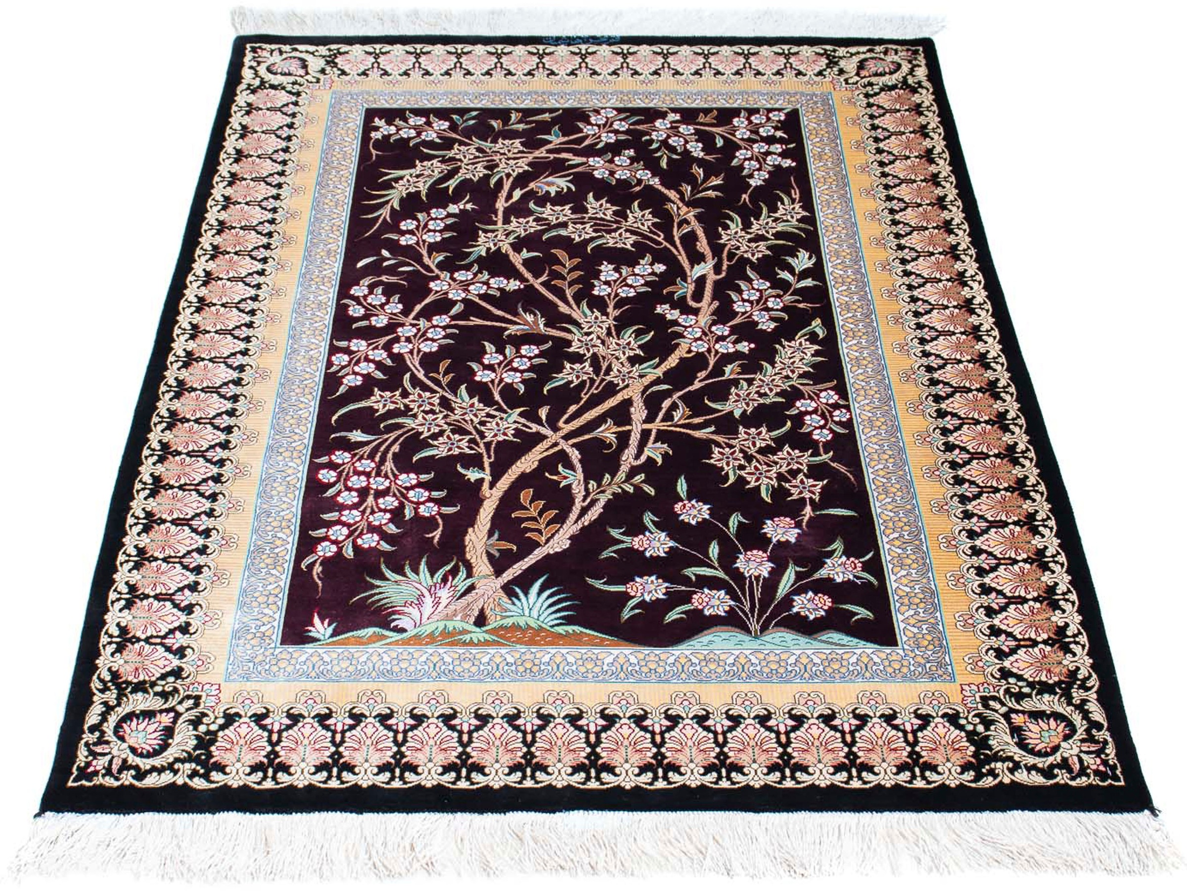 Image of morgenland Orientteppich »Perser - Ghom - 123 x 79 cm - dunkelrot«, rechteckig, 10 mm Höhe, Wohnzimmer, Handgeknüpft, Einzelstück mit Zertifikat bei Ackermann Versand Schweiz