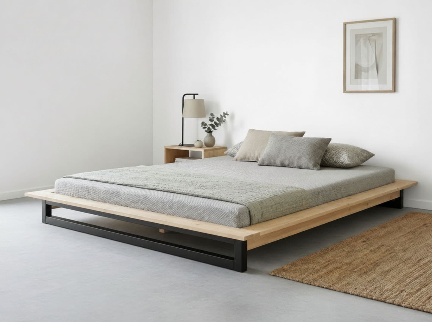 GOODproduct Futonbett »Kobe, Massivholzbett aus Kiefer im Industrial Design, 200 KG belastbar« B/T/H:165/225/18,1 cm,  stabiles Kufengestell,  rundum Ablagefläche, FSC, Made in Europe