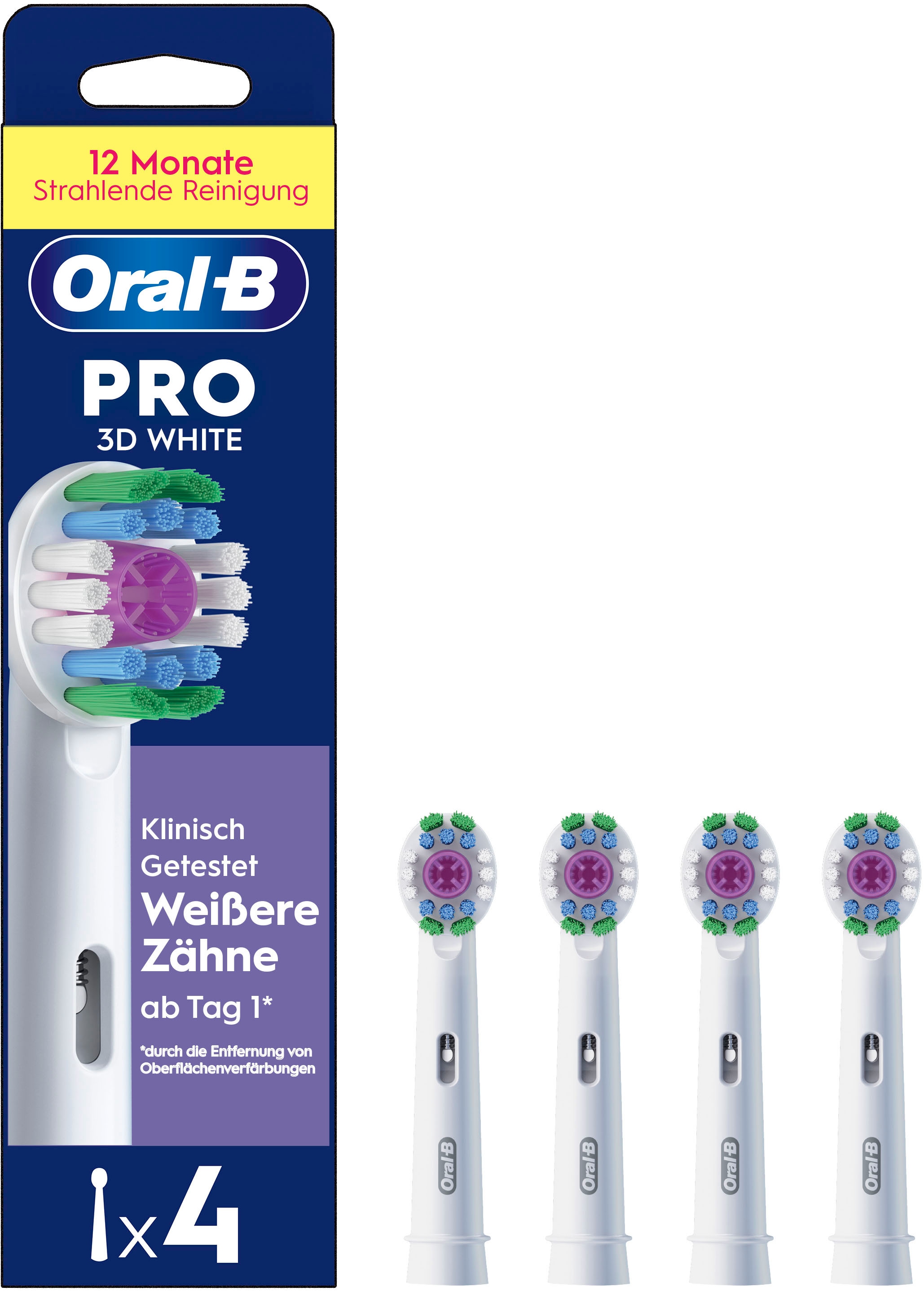 Image of Oral-B Aufsteckbürsten "Pro 3DWhite" aufhellende Zahnreinigung mit innovativen X-förmigen Borsten