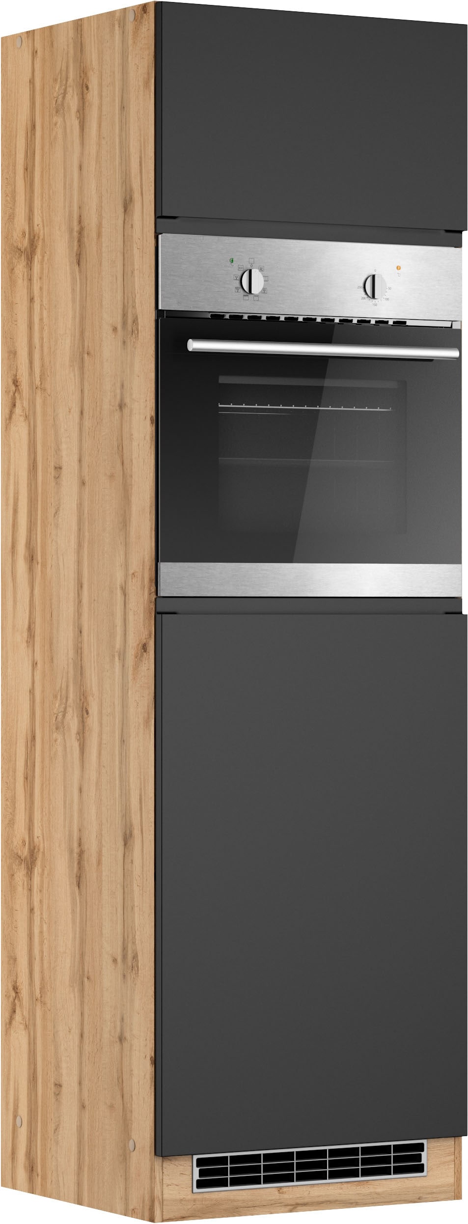 KOCHSTATION Armoire d'encastrement pour four »KS-Virginia,neu in verbesserter Ausführung« Rangement, Softclose,  largeur 60 cm, hauteur 200 cm, niche pour poêle L/H/P : 56/59/55 cm