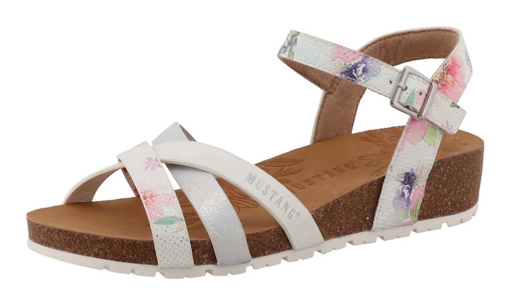 Mustang Shoes Sandales »Magnolia«  sandale à brides, chaussure d'été avec imprimé tendance